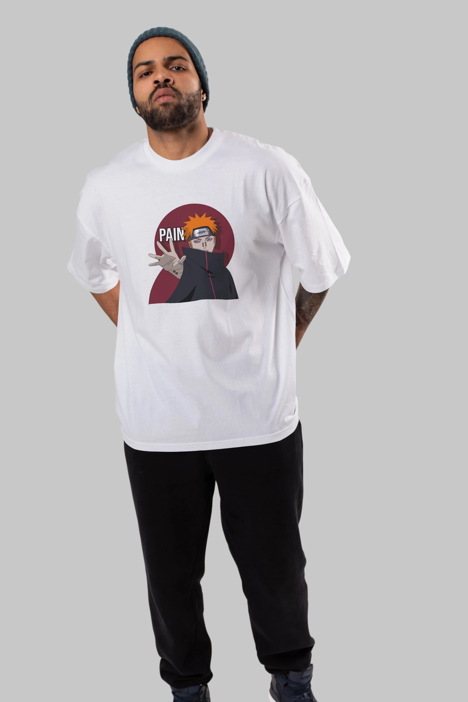PAIN NARUTO Anime Ön Baskılı Oversize t-shirt %100 pamuk Erkek Kadın Unisex
