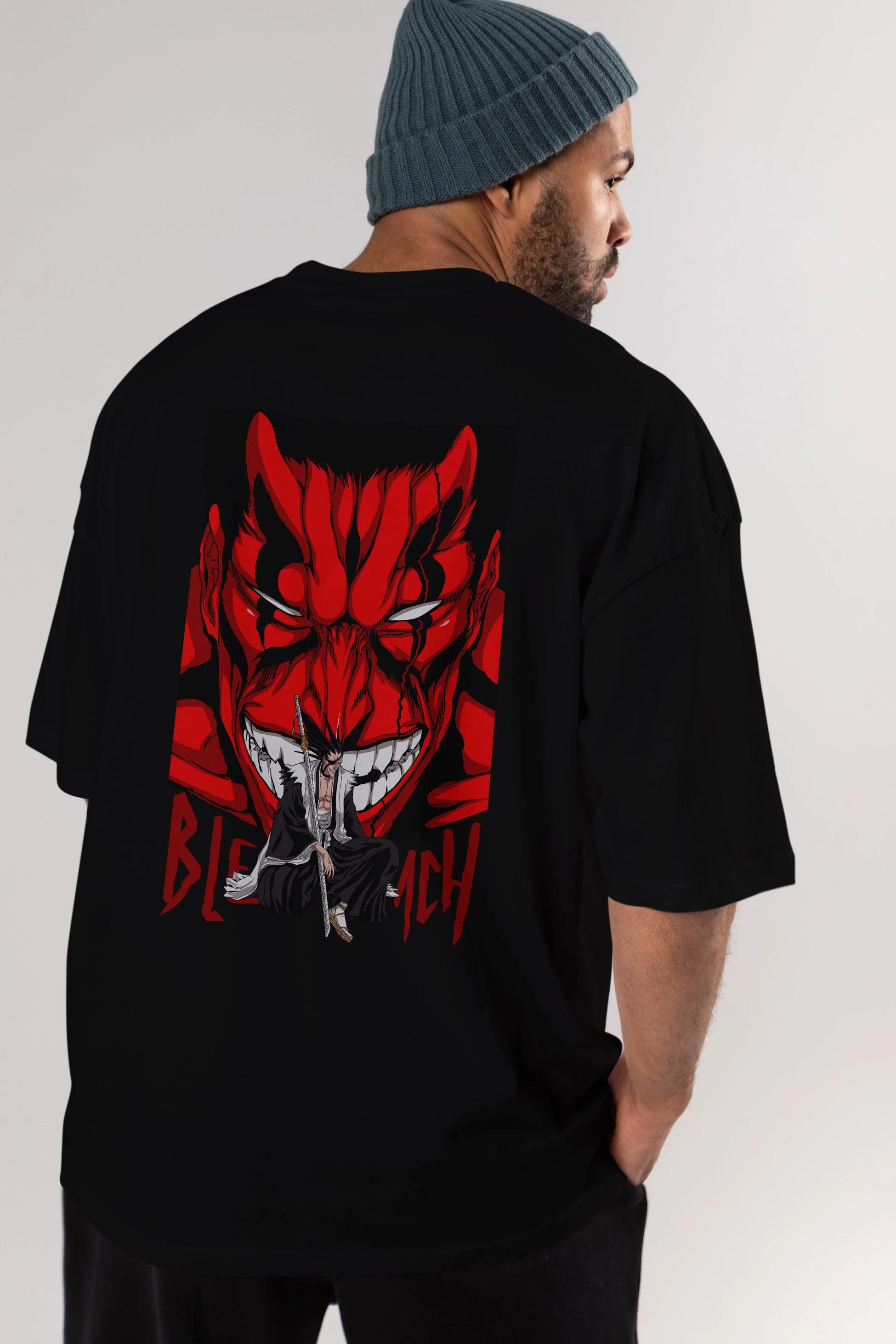 KENPACHI ZARAKI BLEACH Anime Arka Baskılı Oversize t-shirt Erkek Kadın Unisex