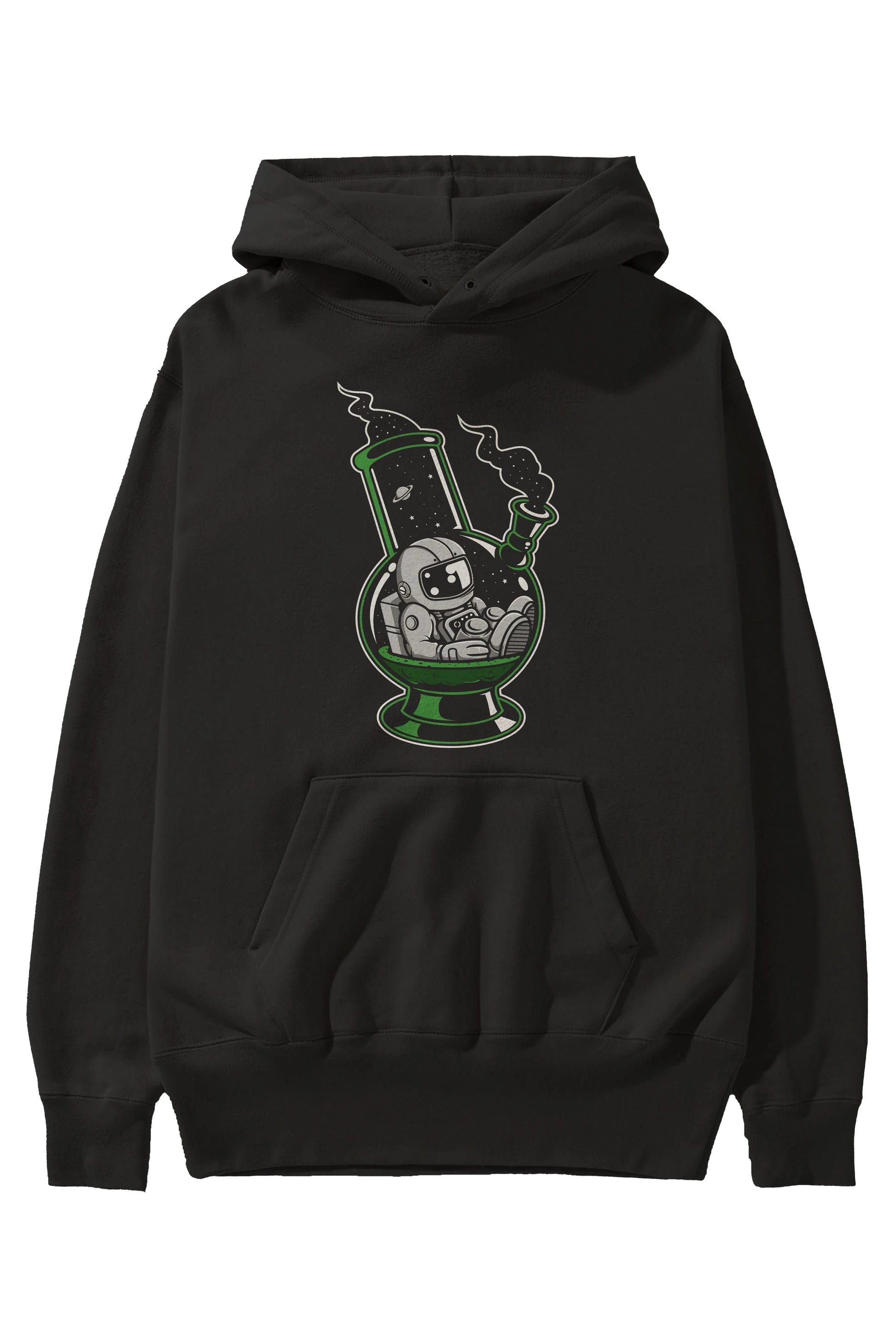 Astronaut Bong Ön Baskılı Hoodie Oversize Kapüşonlu Sweatshirt Erkek Kadın Unisex