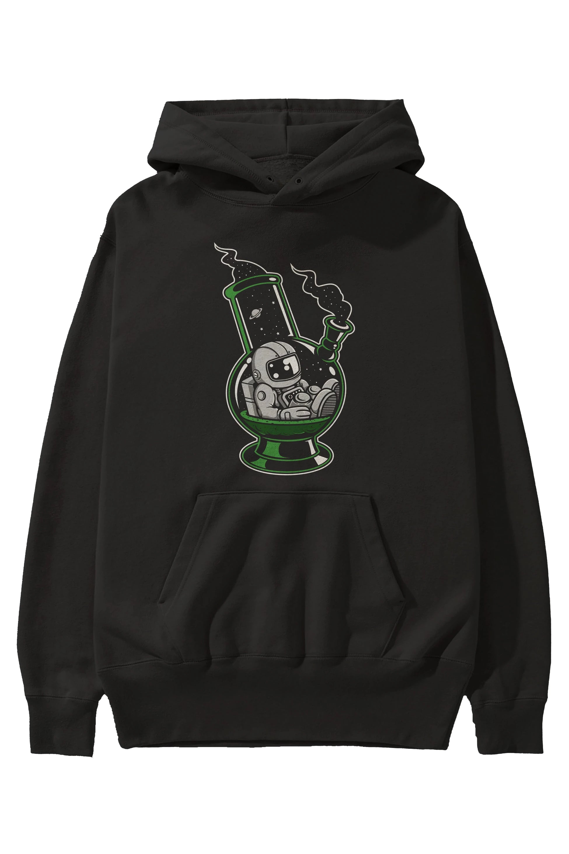 Astronaut Bong Ön Baskılı Hoodie Oversize Kapüşonlu Sweatshirt Erkek Kadın Unisex