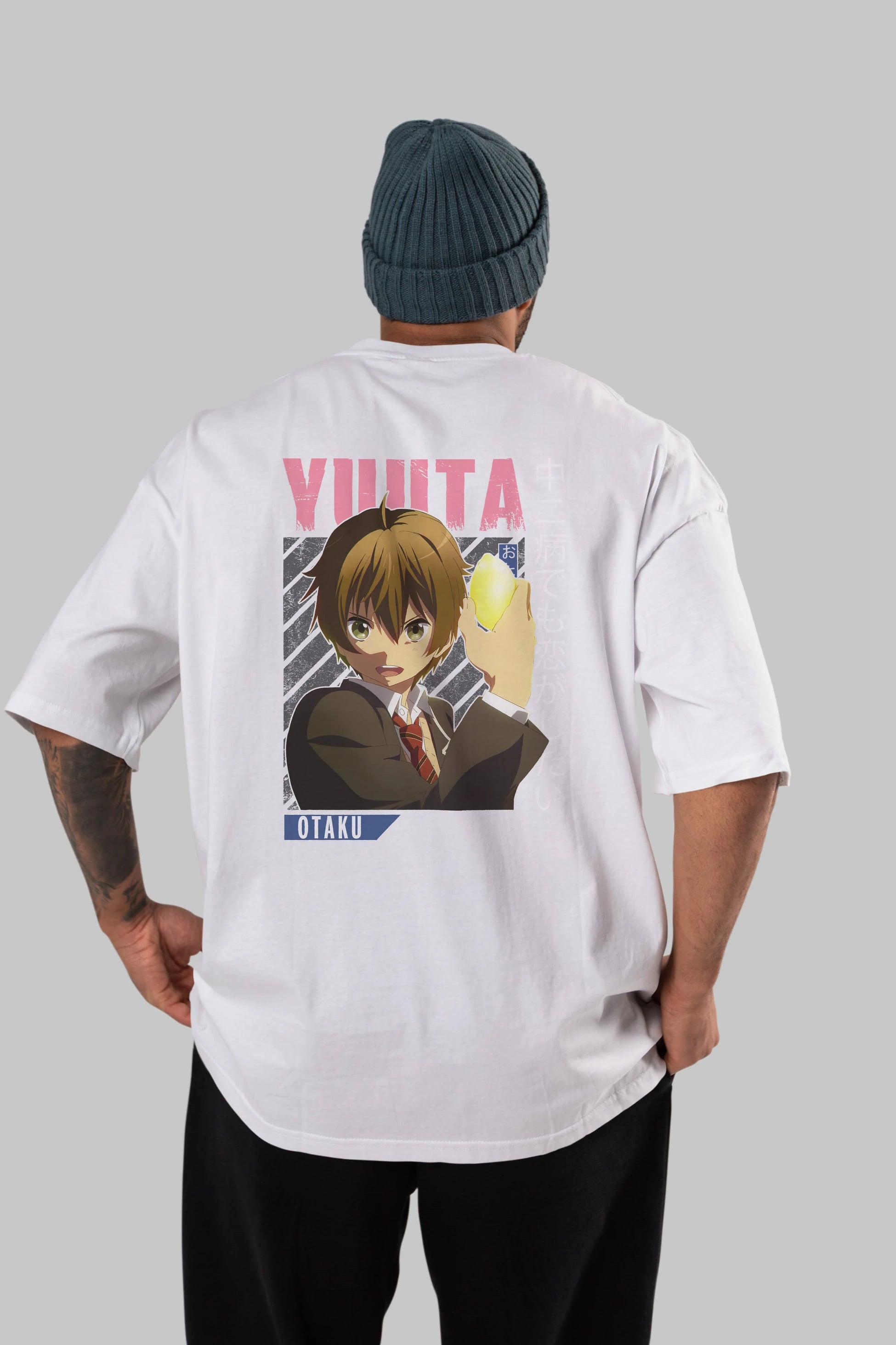 Yuuta Togashi 2 Anime Arka Baskılı Oversize t-shirt Erkek Kadın Unisex