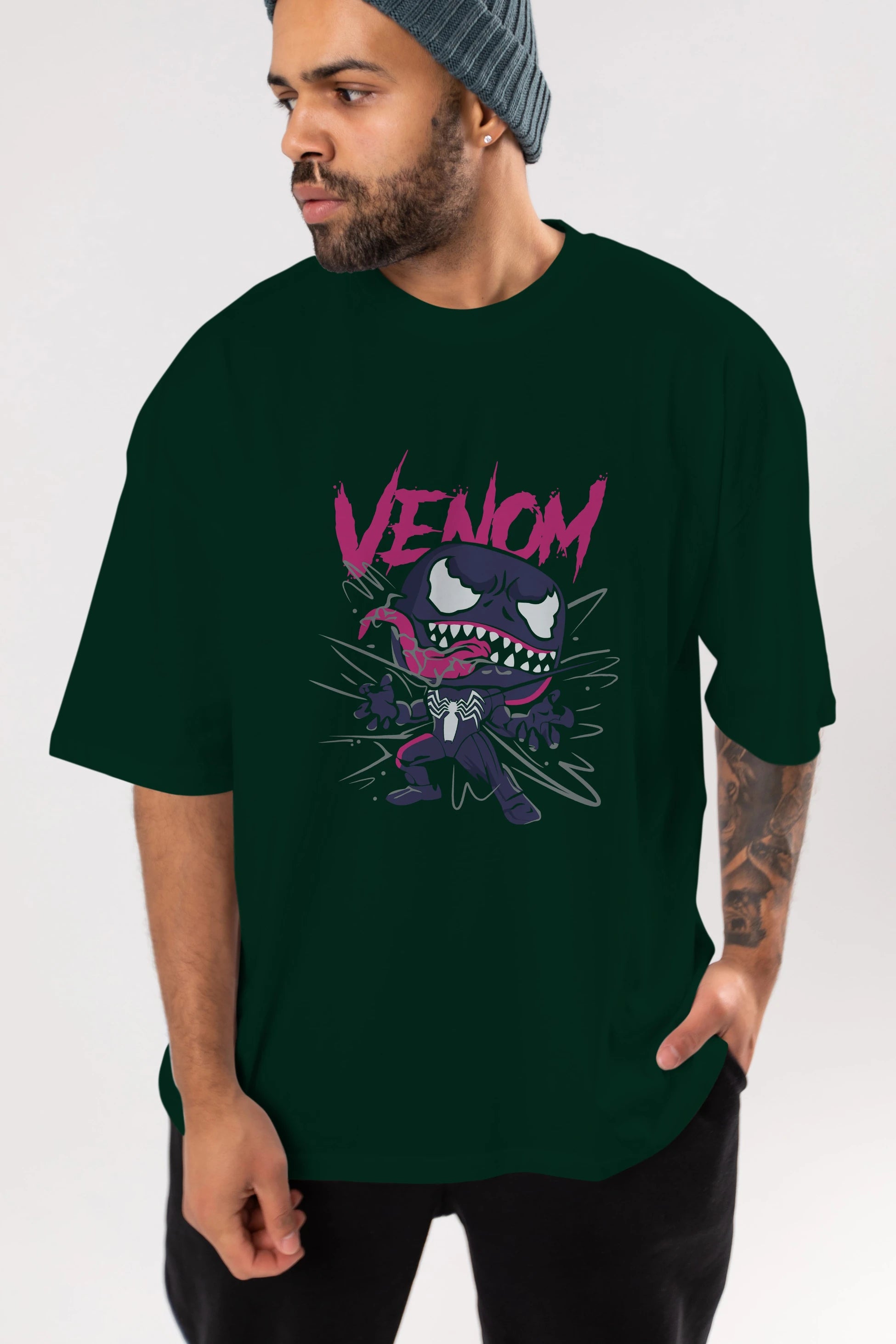 Venom (20) Ön Baskılı Oversize t-shirt Erkek Kadın Unisex %100 Pamuk Bisiklet Yaka tişort