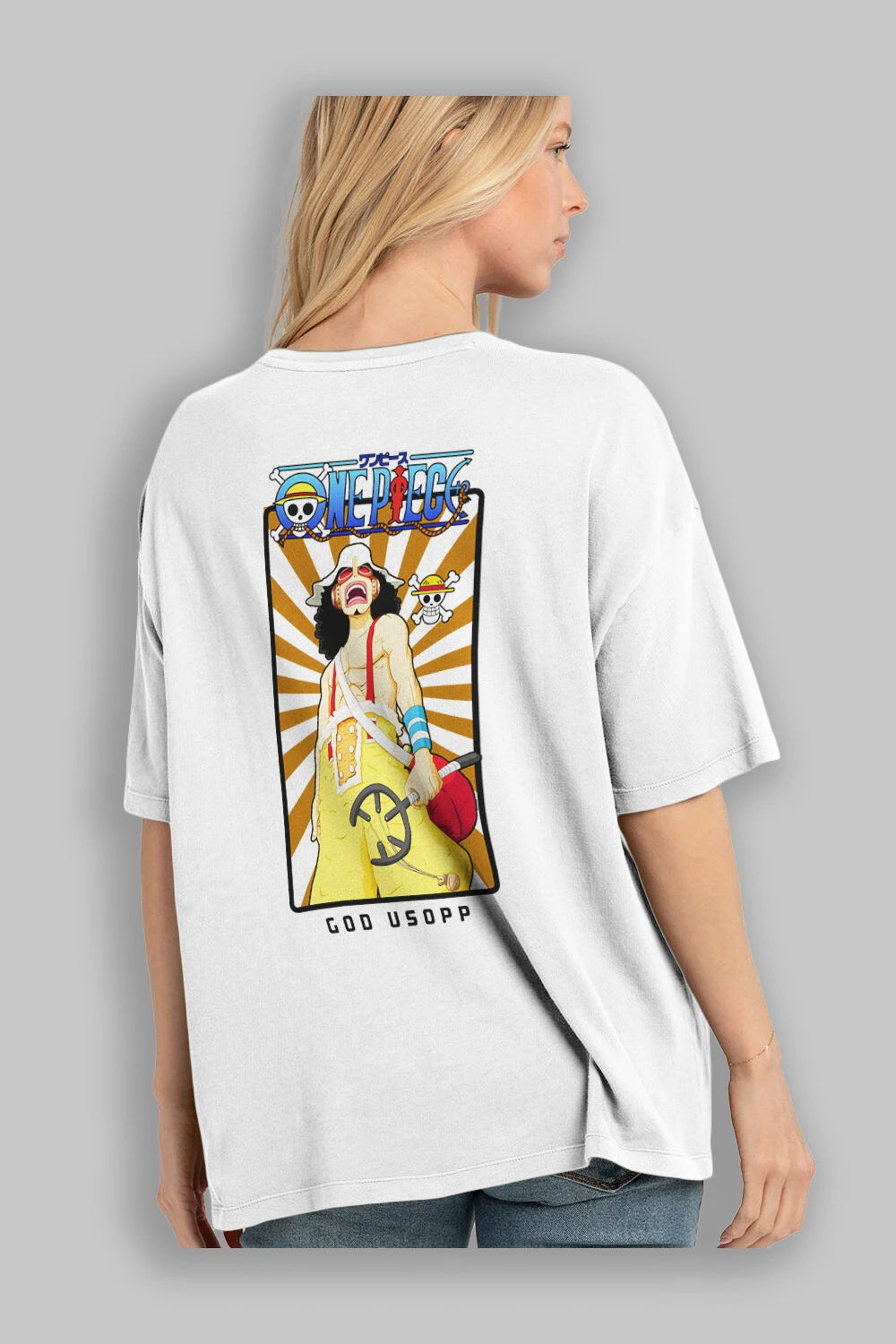 Usopp Anime Arka Baskılı Oversize t-shirt Erkek Kadın Unisex %100 pamuk tişort