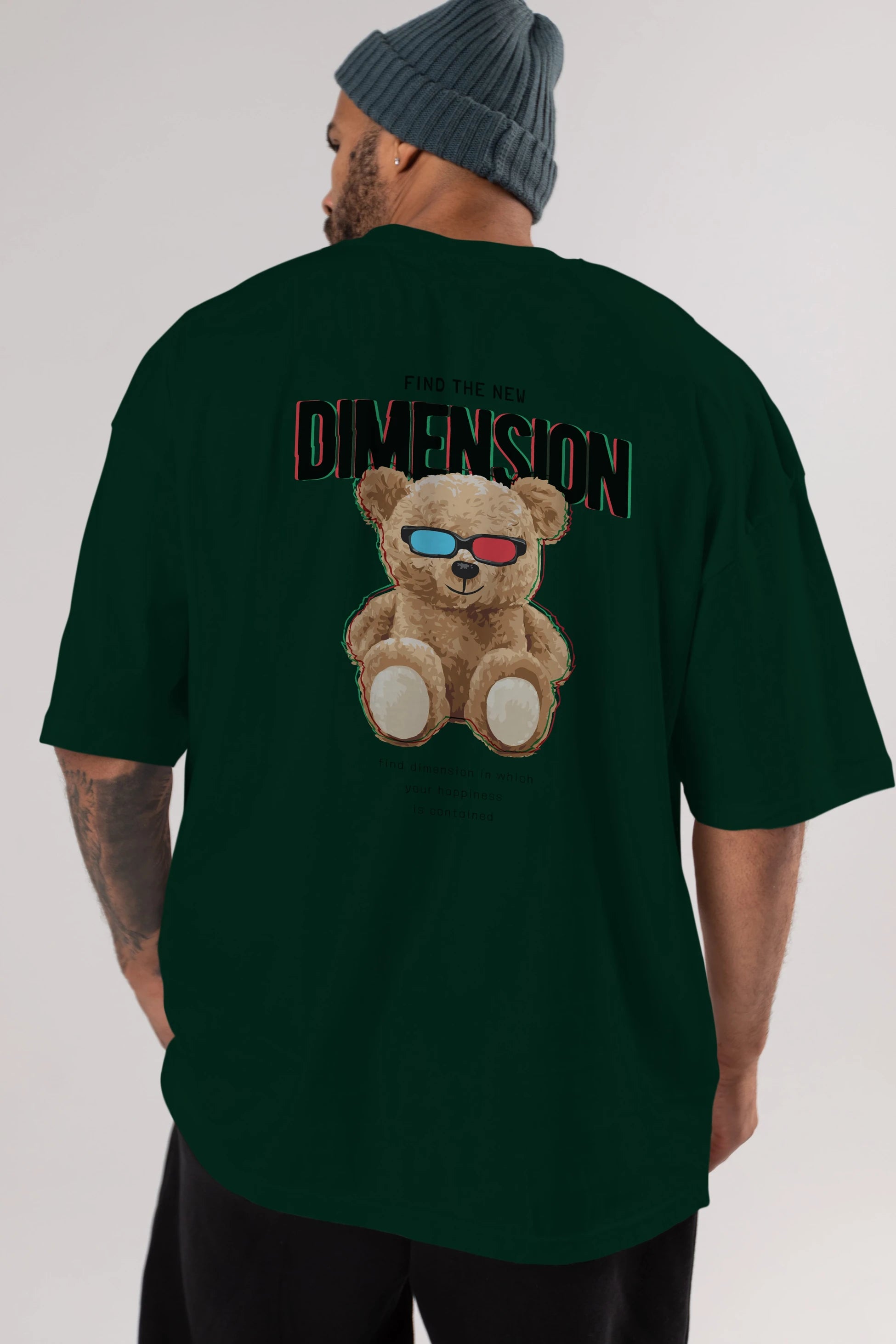 Teddy Bear Dimension Arka Baskılı Oversize t-shirt Erkek Kadın Unisex %100 Pamuk