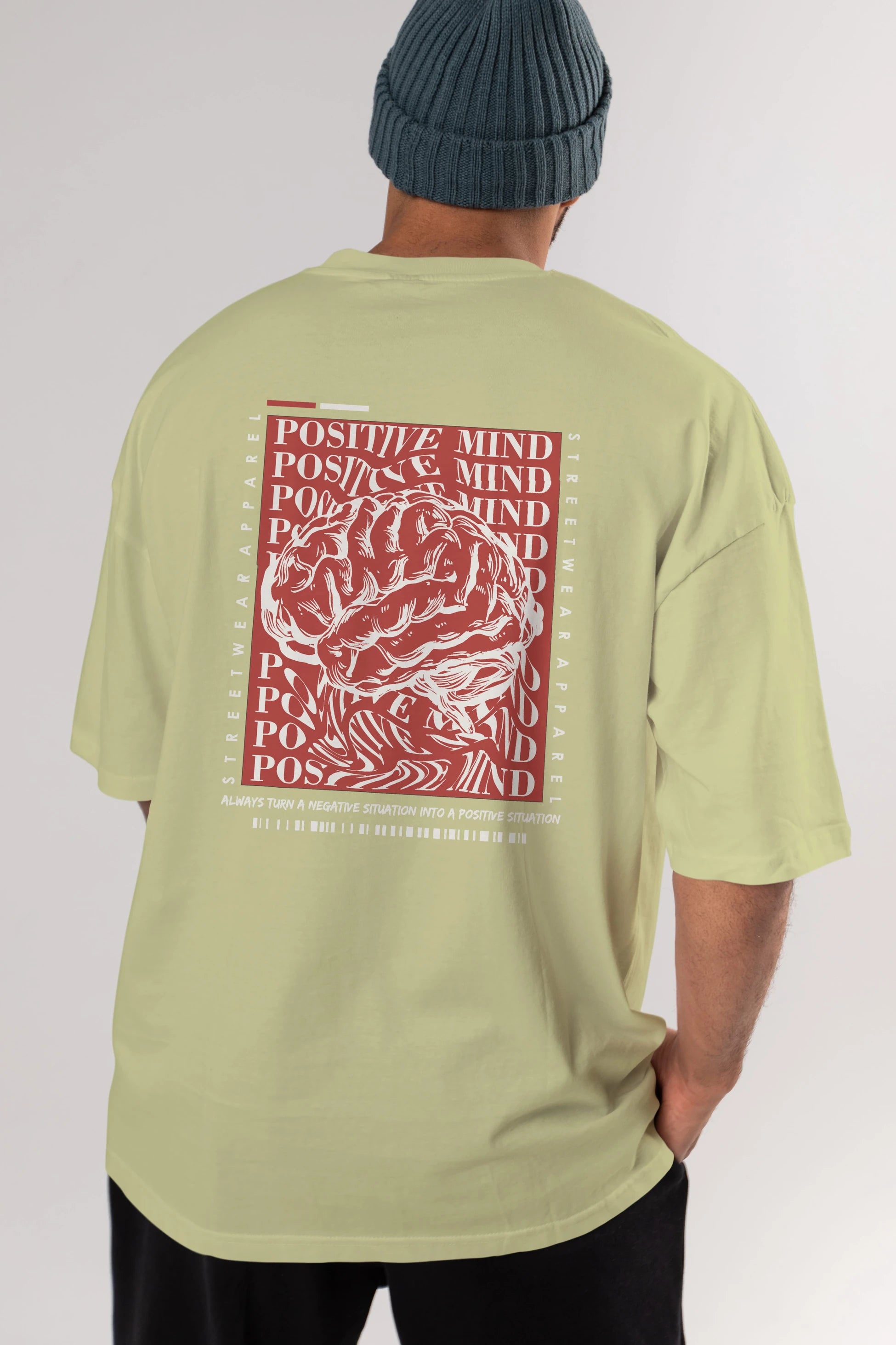Positive Mind Arka Baskılı Oversize t-shirt Erkek Kadın Unisex