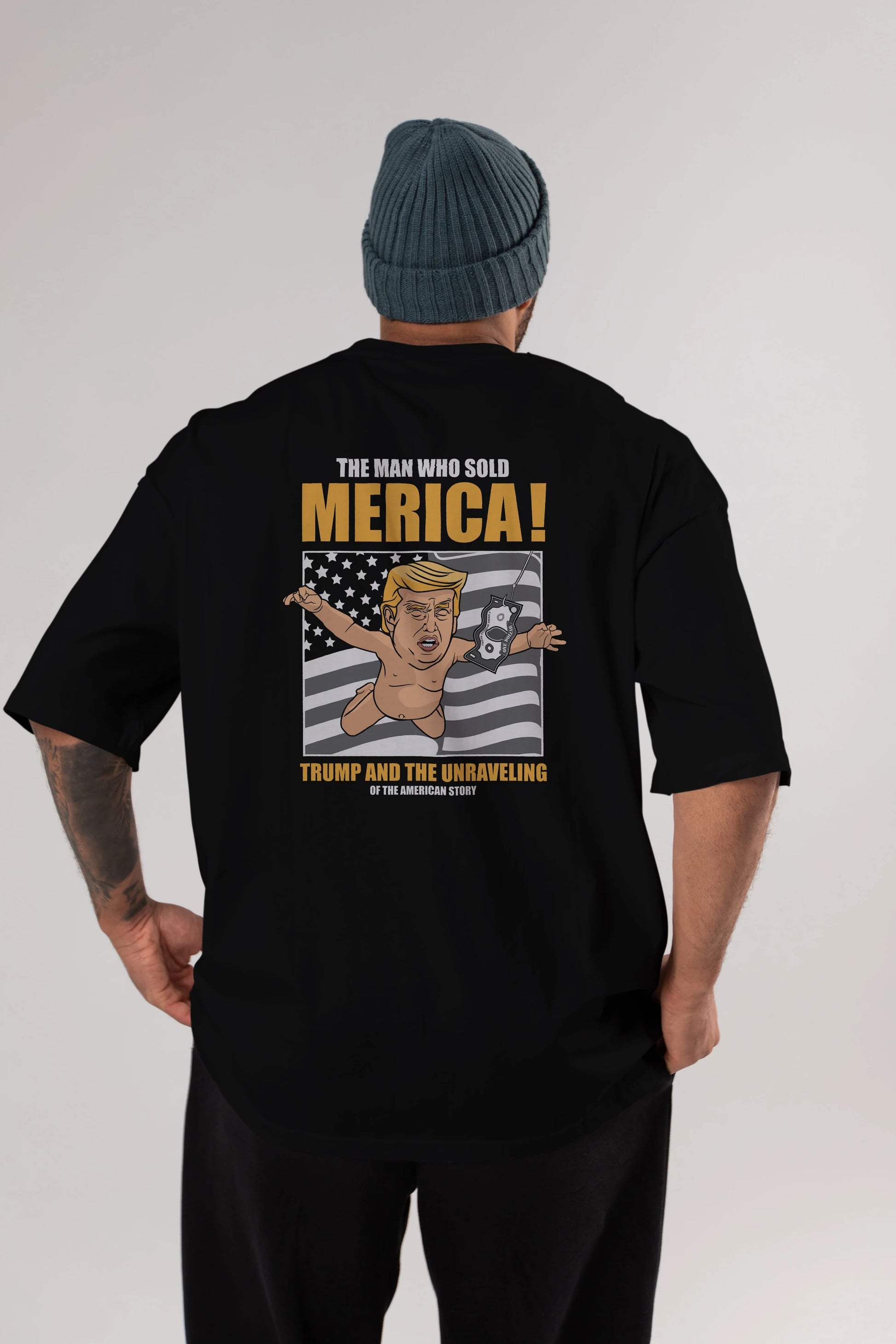 Trump Nirvana Arka Baskılı Oversize t-shirt Erkek Kadın Unisex %100 Pamuk tişort