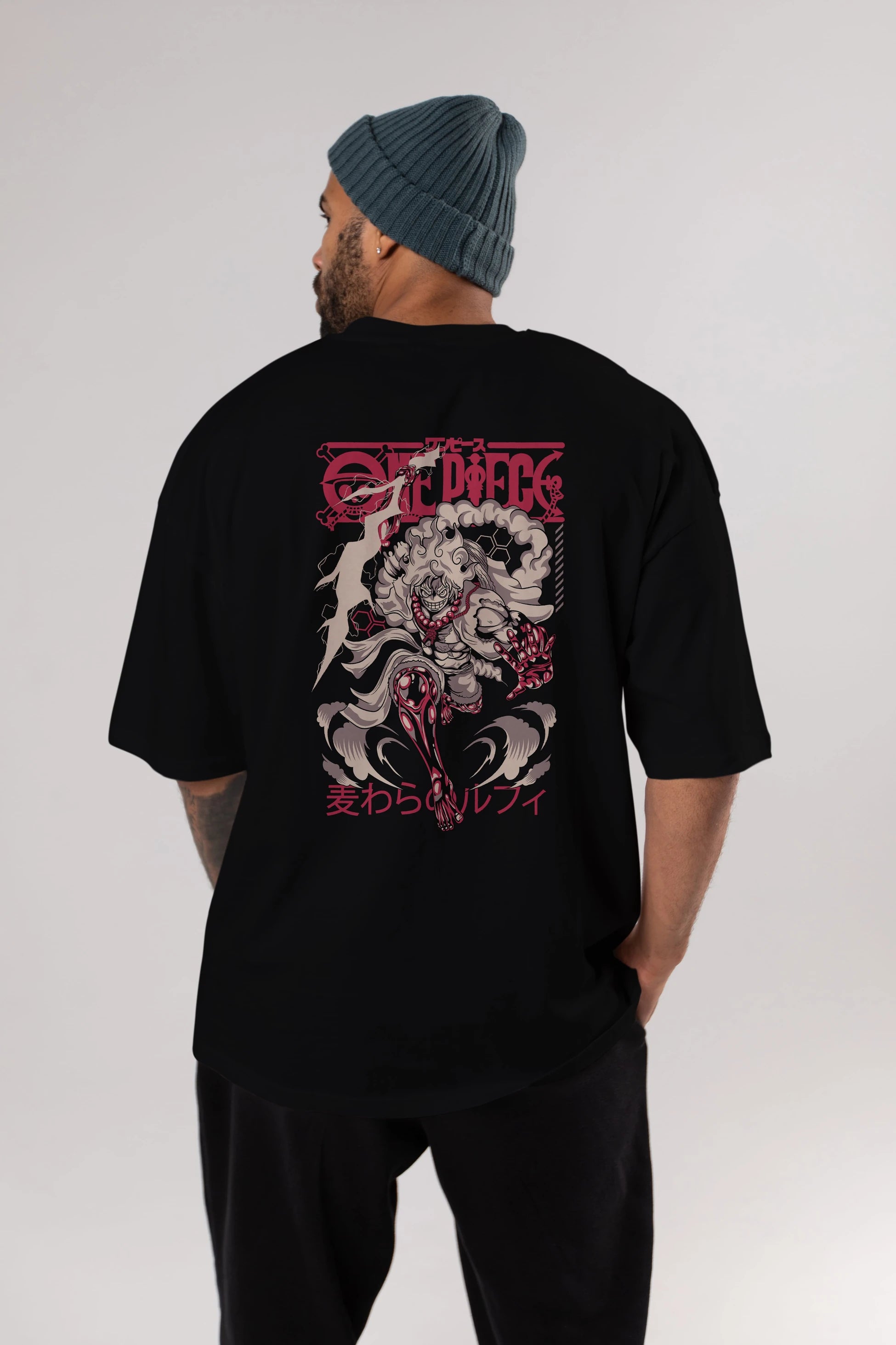 MONKEY D. LUFF-ONE PIECE 1 Anime Arka Baskılı Oversize t-shirt Erkek Kadın Unisex