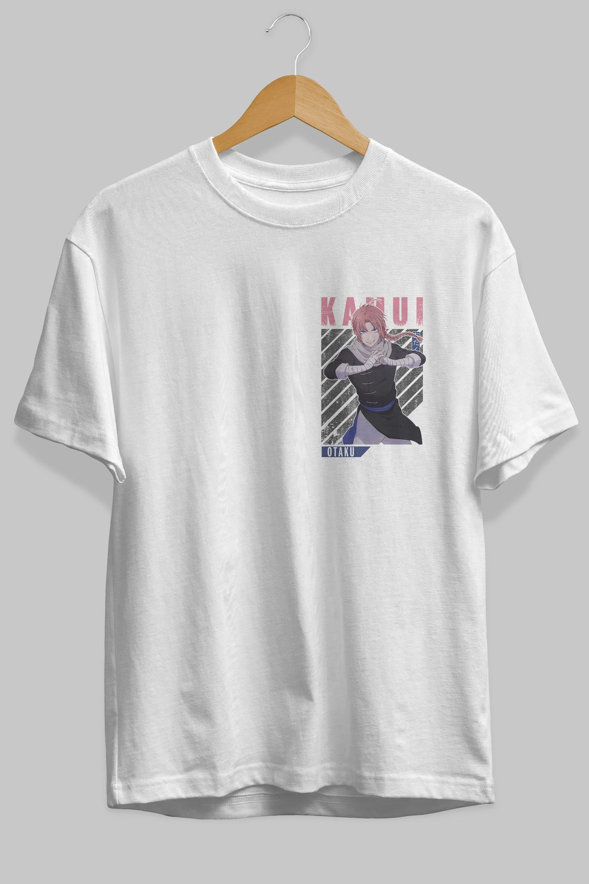 Kamui GINTAMA Ön Sol Baskılı Oversize t-shirt Erkek Kadın Unisex %100 Pamuk Bisiklet Yaka tişort