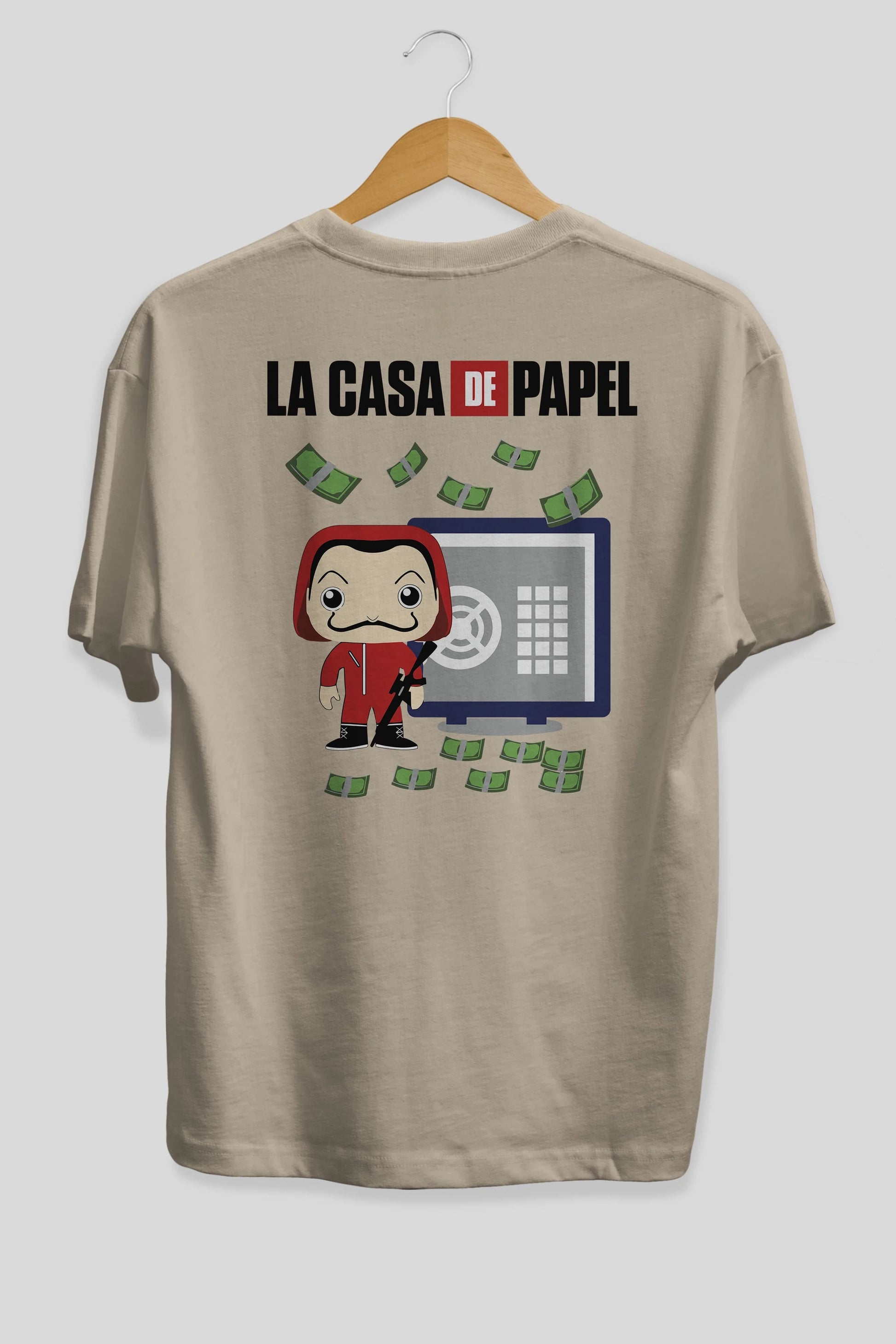 La Casa De Papel (4) Arka Baskılı Oversize t-shirt Erkek Kadın Unisex %100 Pamuk Bisiklet Yaka tişort