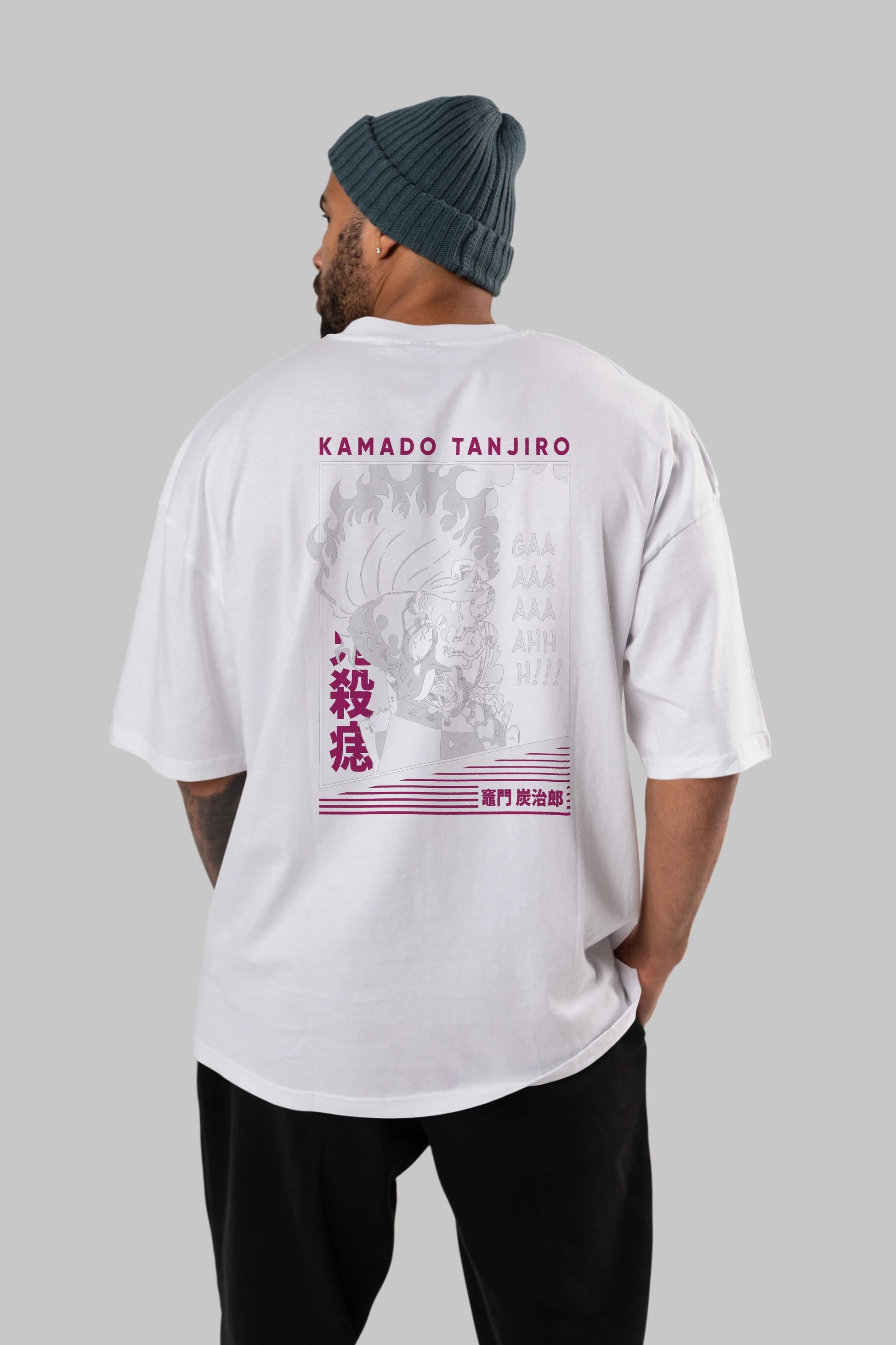 TANJIRO KAMADO 3 Anime Arka Baskılı Oversize t-shirt Erkek Kadın Unisex