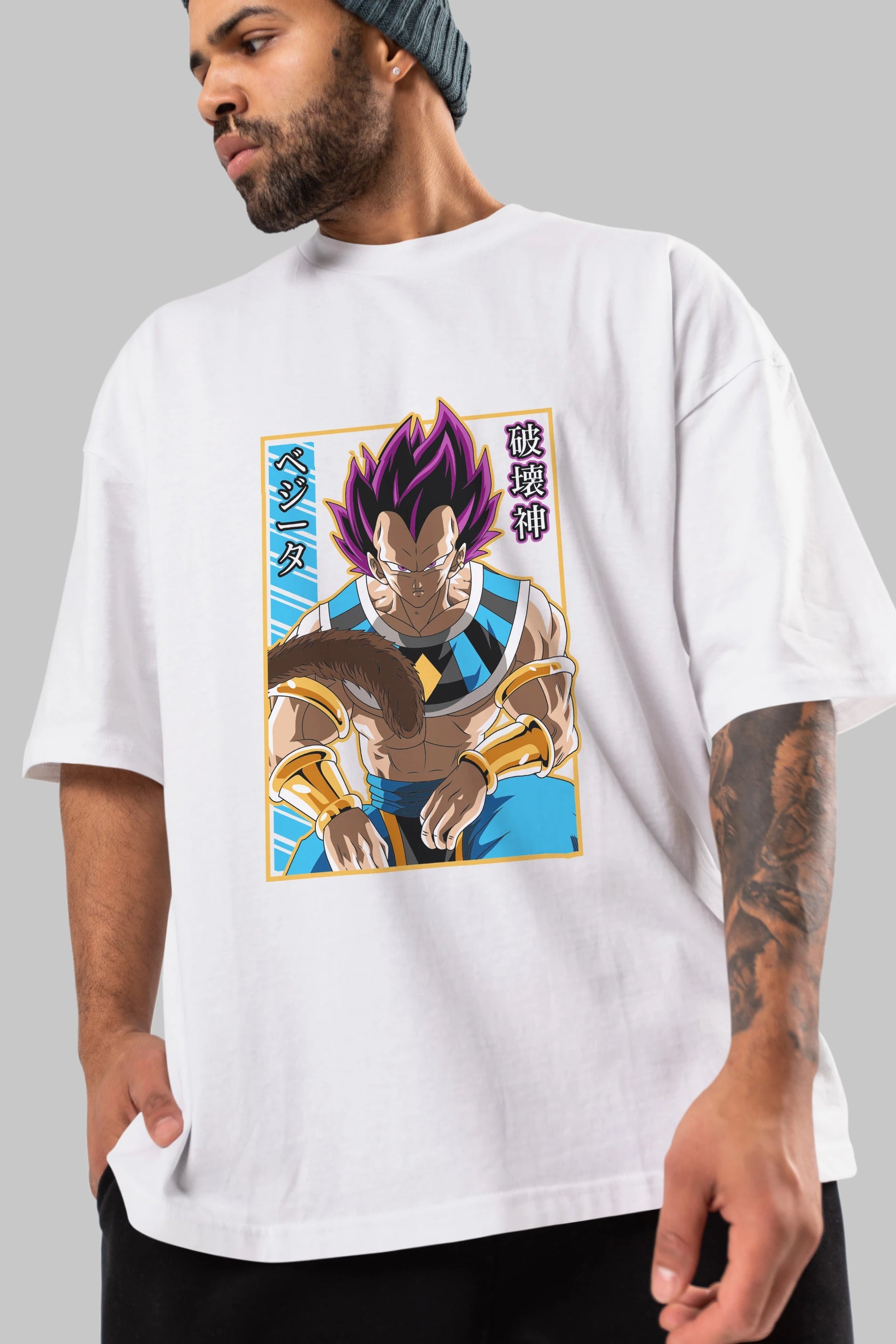 DragonBall VegetaHakaishin Anime Ön Baskılı Oversize t-shirt %100 pamuk Erkek Kadın Unisex