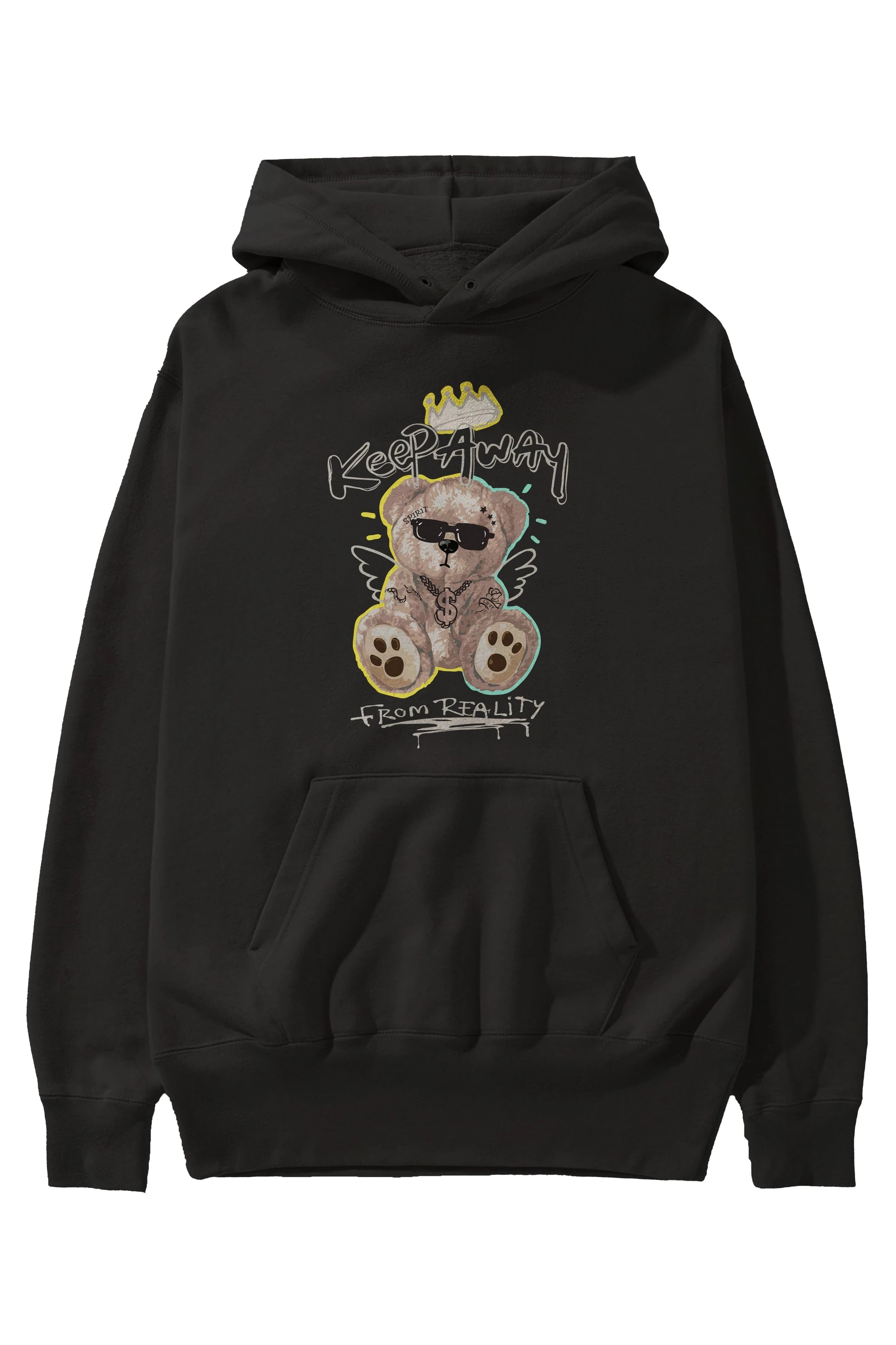Keep Away Bear Ön Baskılı Hoodie Oversize Kapüşonlu Sweatshirt Erkek Kadın Unisex