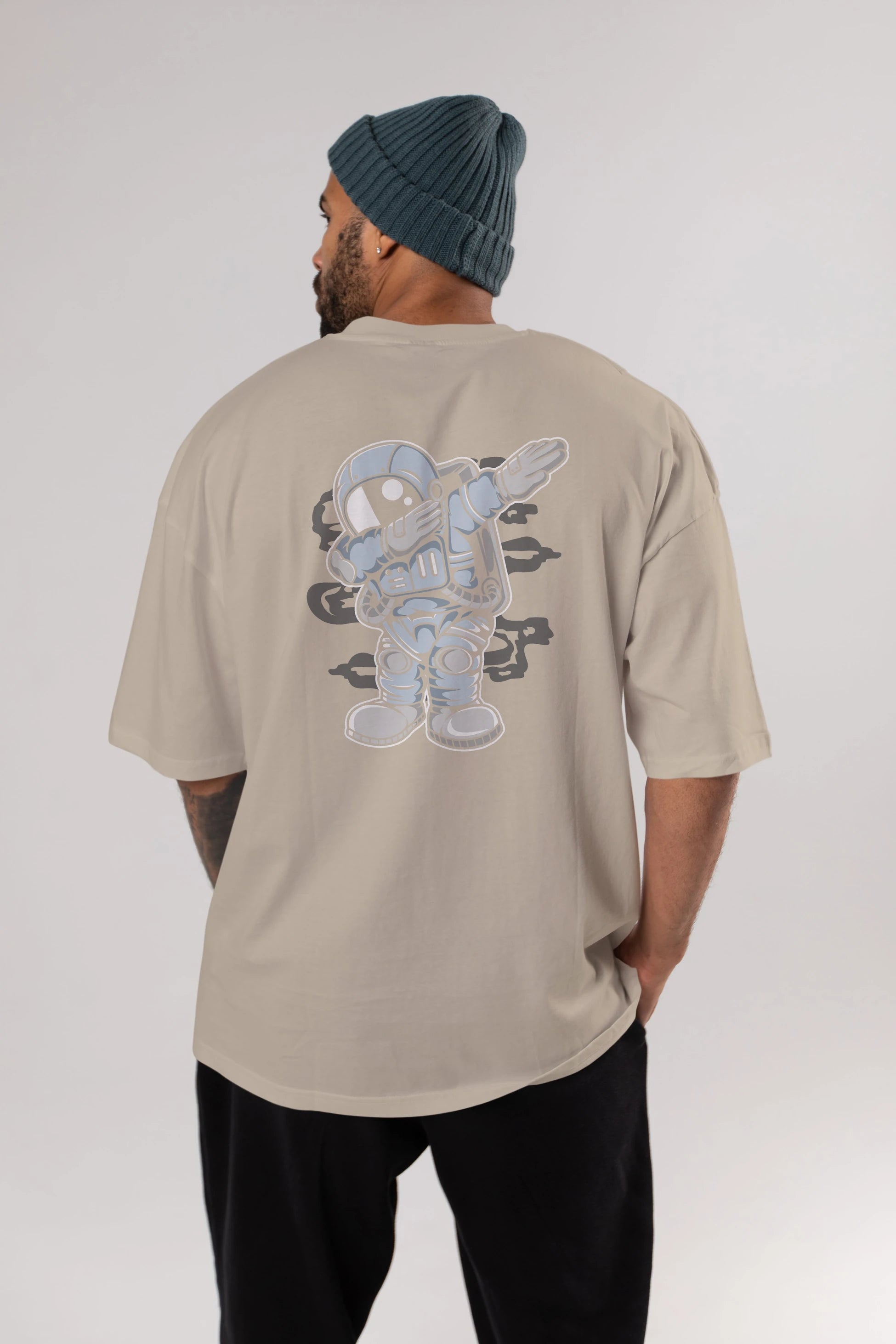 Astronaut Dab Arka Baskılı Oversize t-shirt Erkek Kadın Unisex