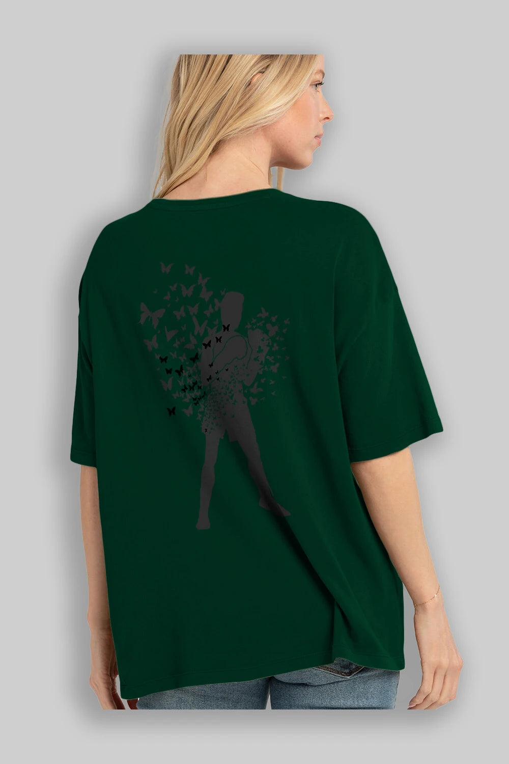 Float Like Butterfly Sting Like Bee Arka Baskılı Oversize t-shirt %100 pamuk Erkek Kadın Unisex