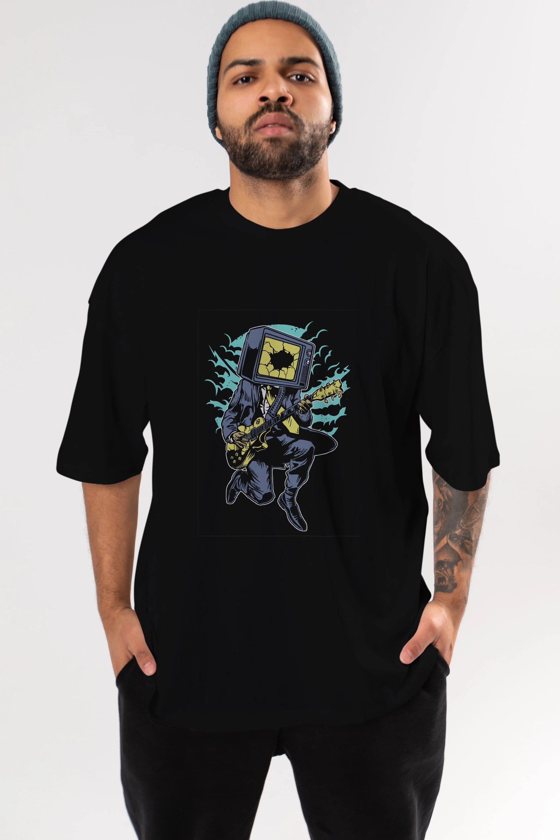 Death Rock Ön Baskılı Oversize t-shirt Erkek Kadın Unisex %100 Pamuk tişort