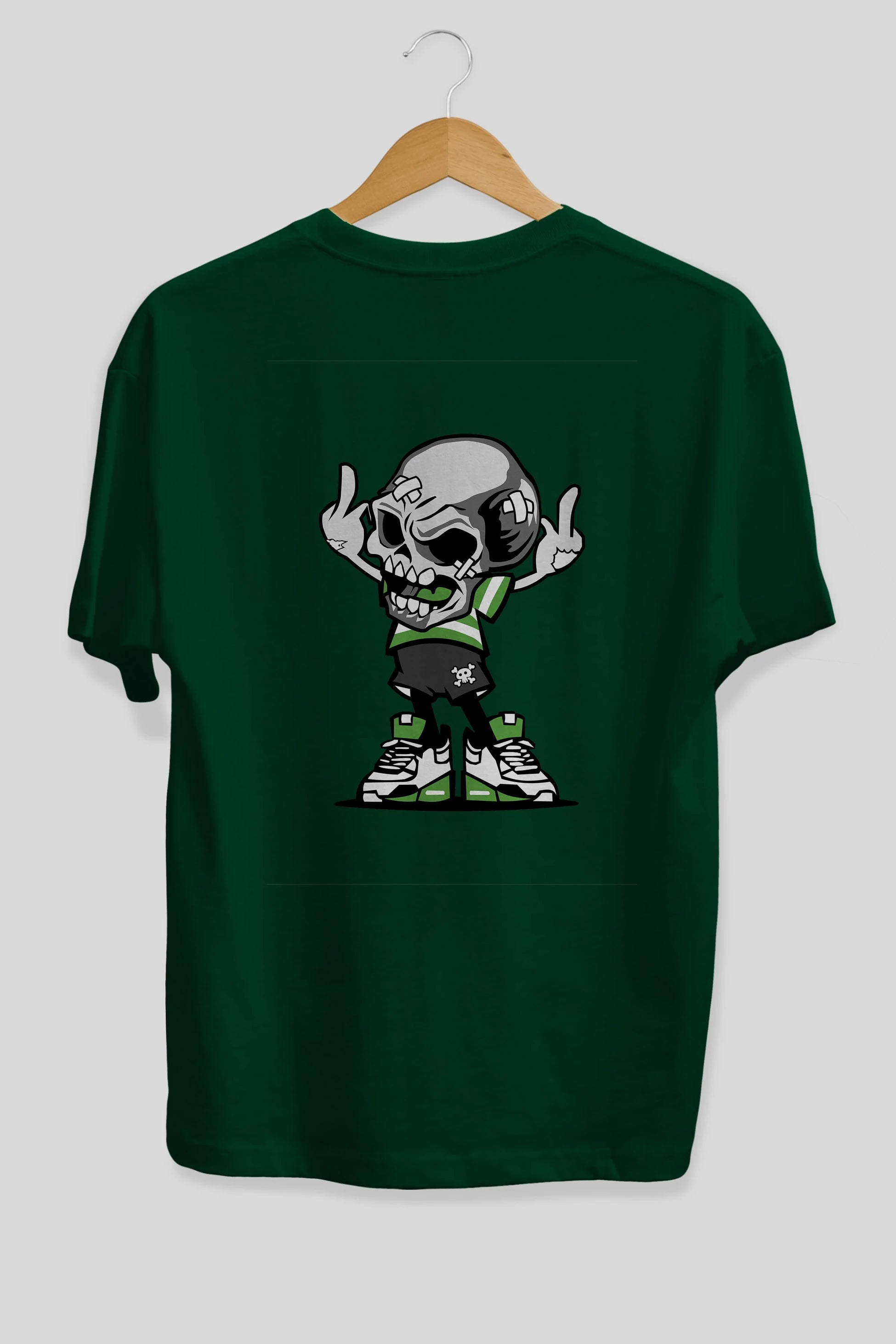 Skull F Hand Arka Baskılı Oversize t-shirt Erkek Kadın Unisex %100 Pamuk tişort