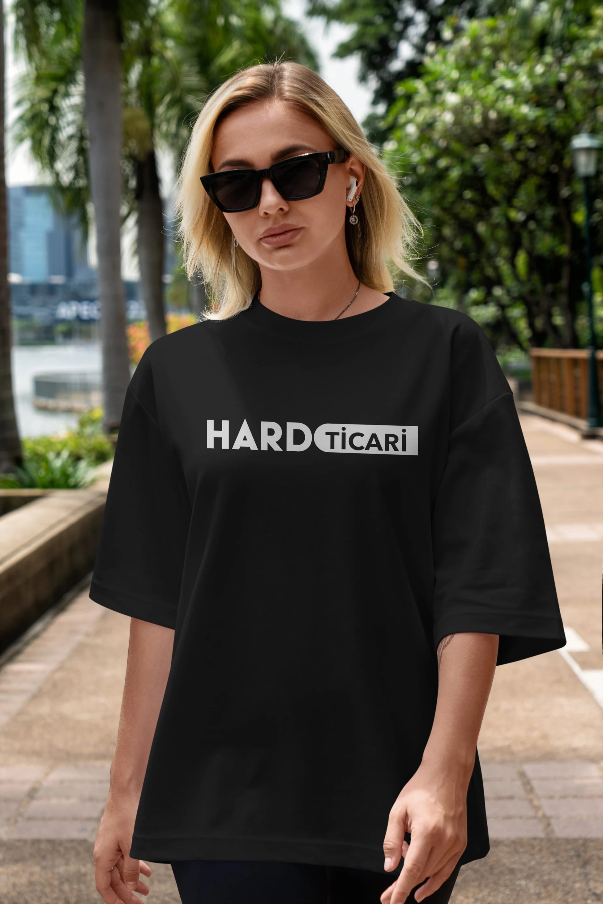 Hard Ticari Ön Baskılı Oversize t-shirt %100 pamuk Erkek Kadın Unisex
