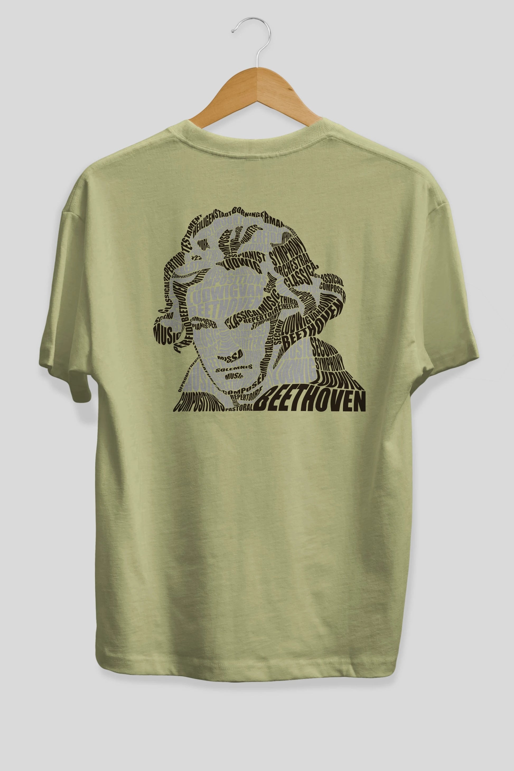 Ludwig van Beethoven Calligram Arka Baskılı Oversize t-shirt %100 pamuk Erkek Kadın Unisex
