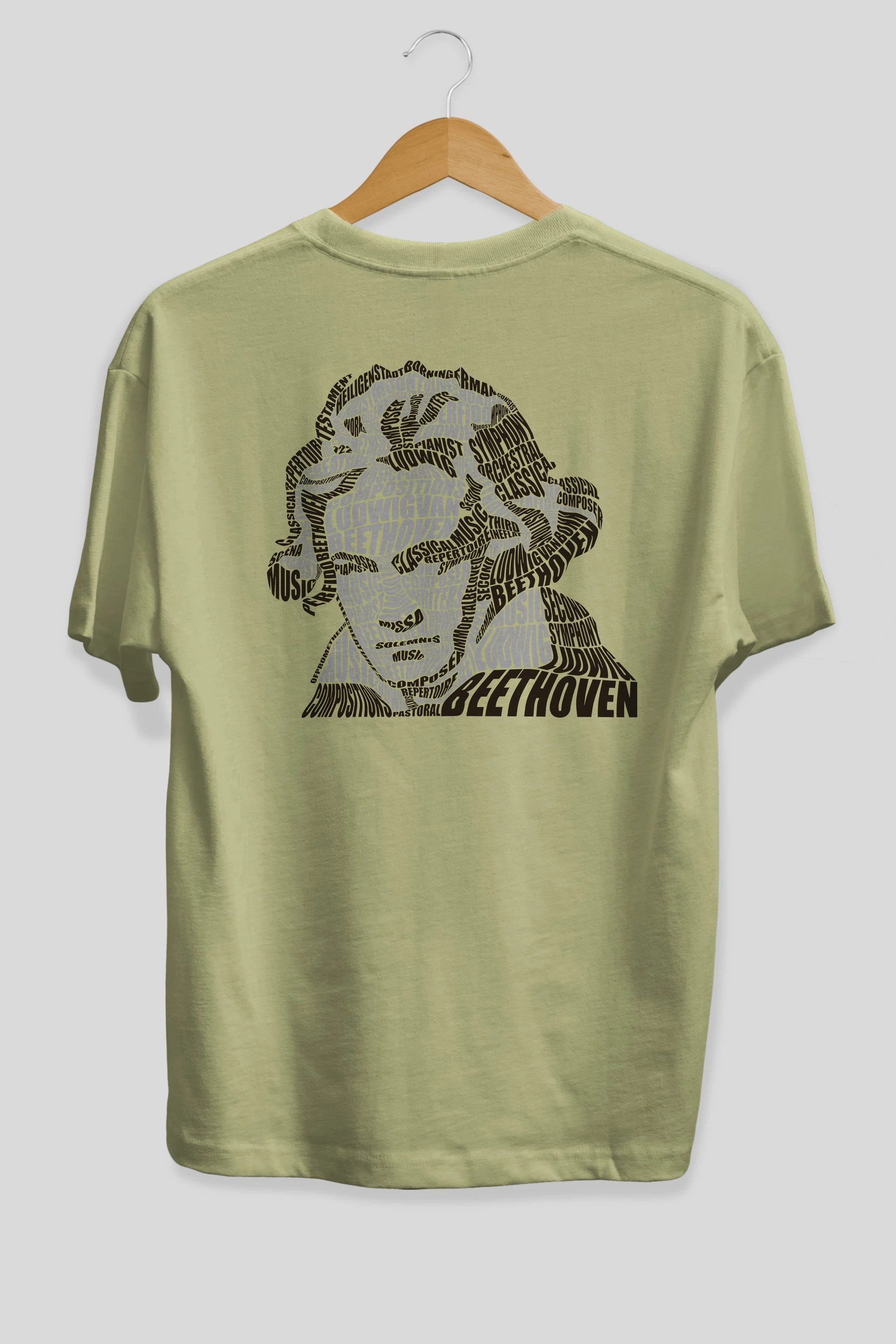 Ludwig van Beethoven Calligram Arka Baskılı Oversize t-shirt %100 pamuk Erkek Kadın Unisex