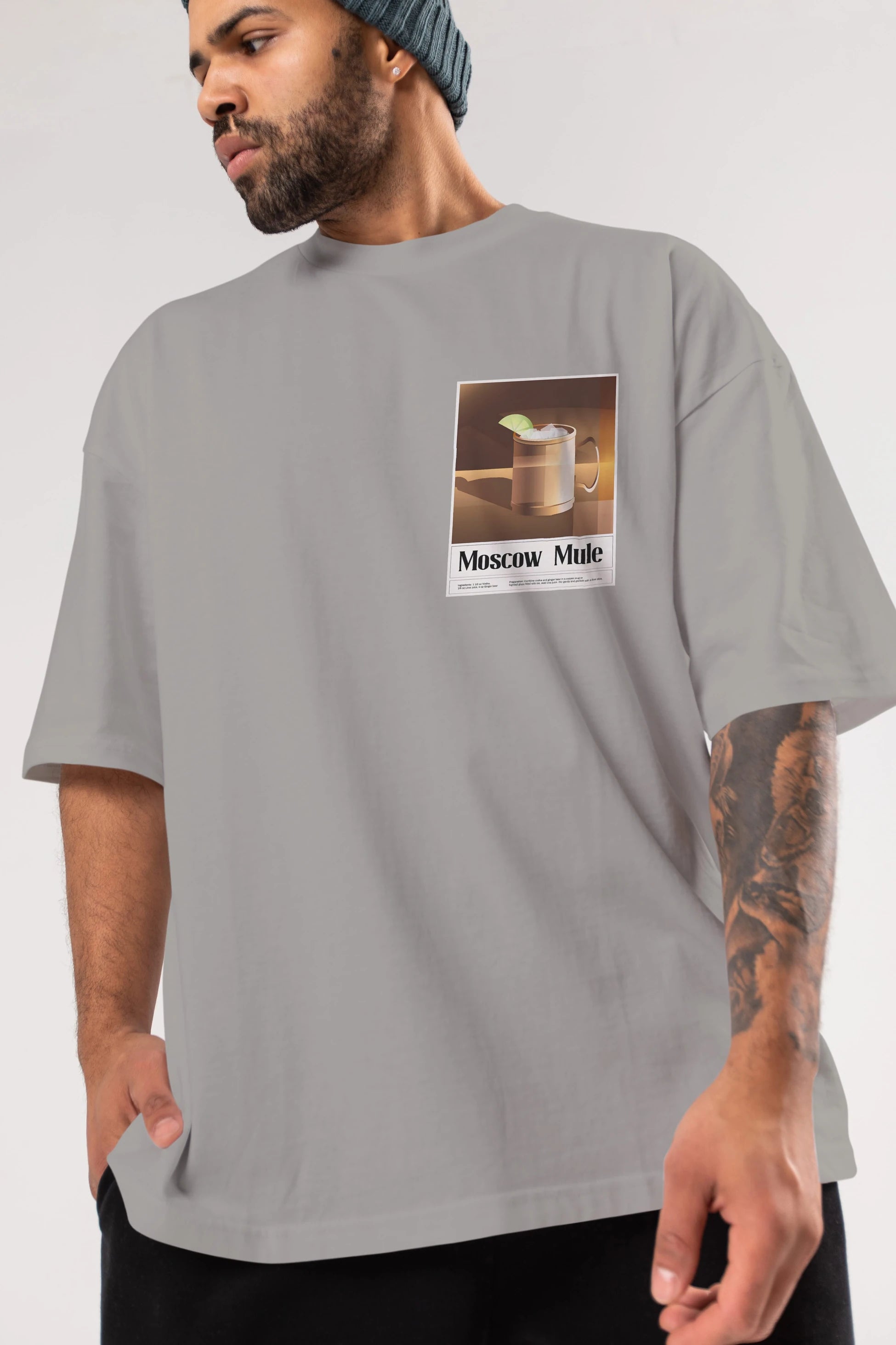 Moscow Mule 3 Ön Sol Baskılı Oversize t-shirt Erkek Kadın Unisex %100 Pamuk Bisiklet Yaka tişort