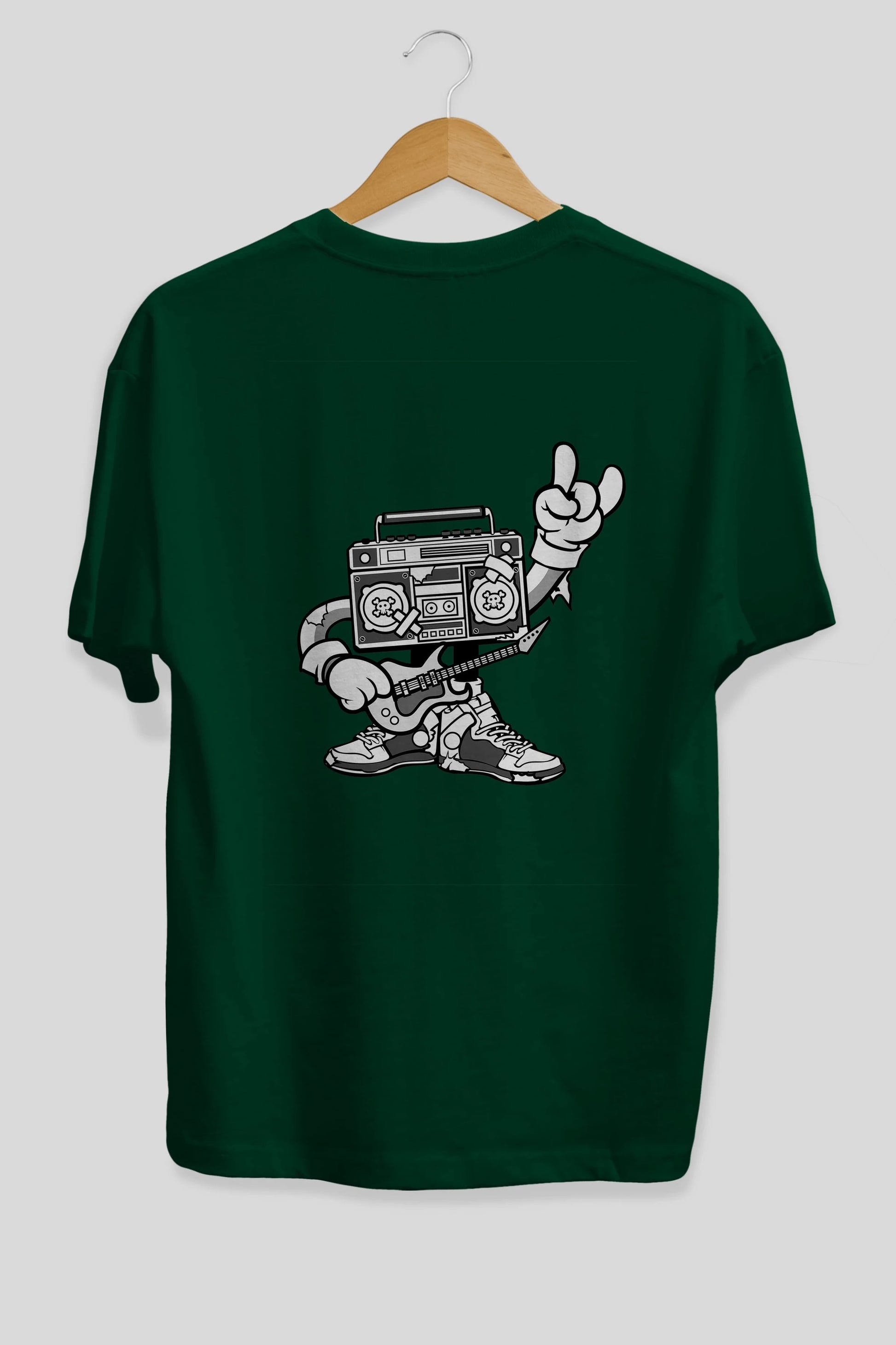 Boombox Rockstar Arka Baskılı Oversize t-shirt Erkek Kadın Unisex %100 Pamuk tişort