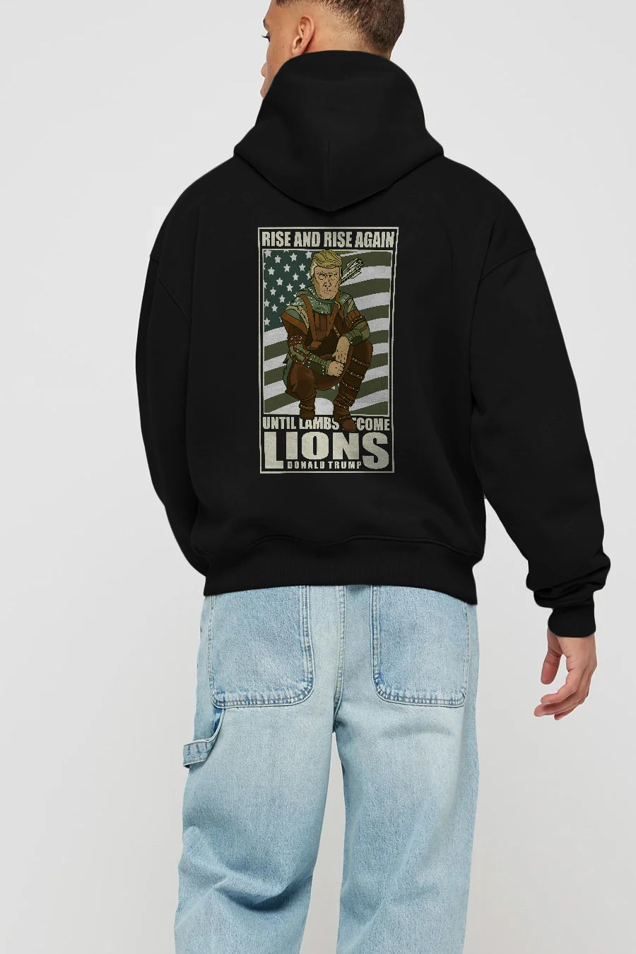 Robin Hood Trump Arka Baskılı Hoodie Oversize Kapüşonlu Sweatshirt Erkek Kadın Unisex