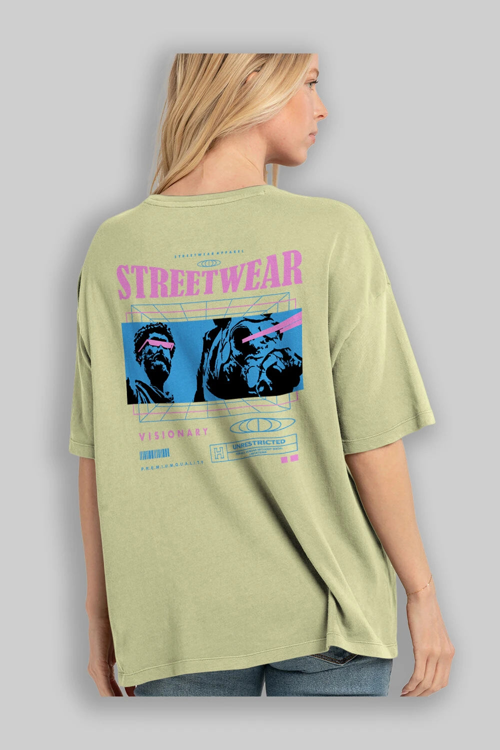 Streetwear Visionary Arka Baskılı Oversize t-shirt Erkek Kadın Unisex