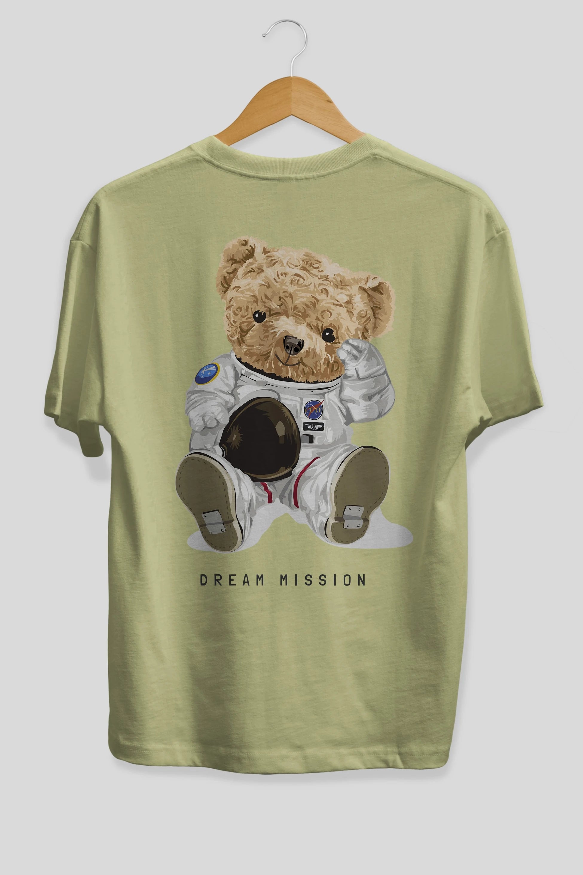 Teddy Bear Asrtonot Arka Baskılı Oversize t-shirt Erkek Kadın Unisex %100 Pamuk
