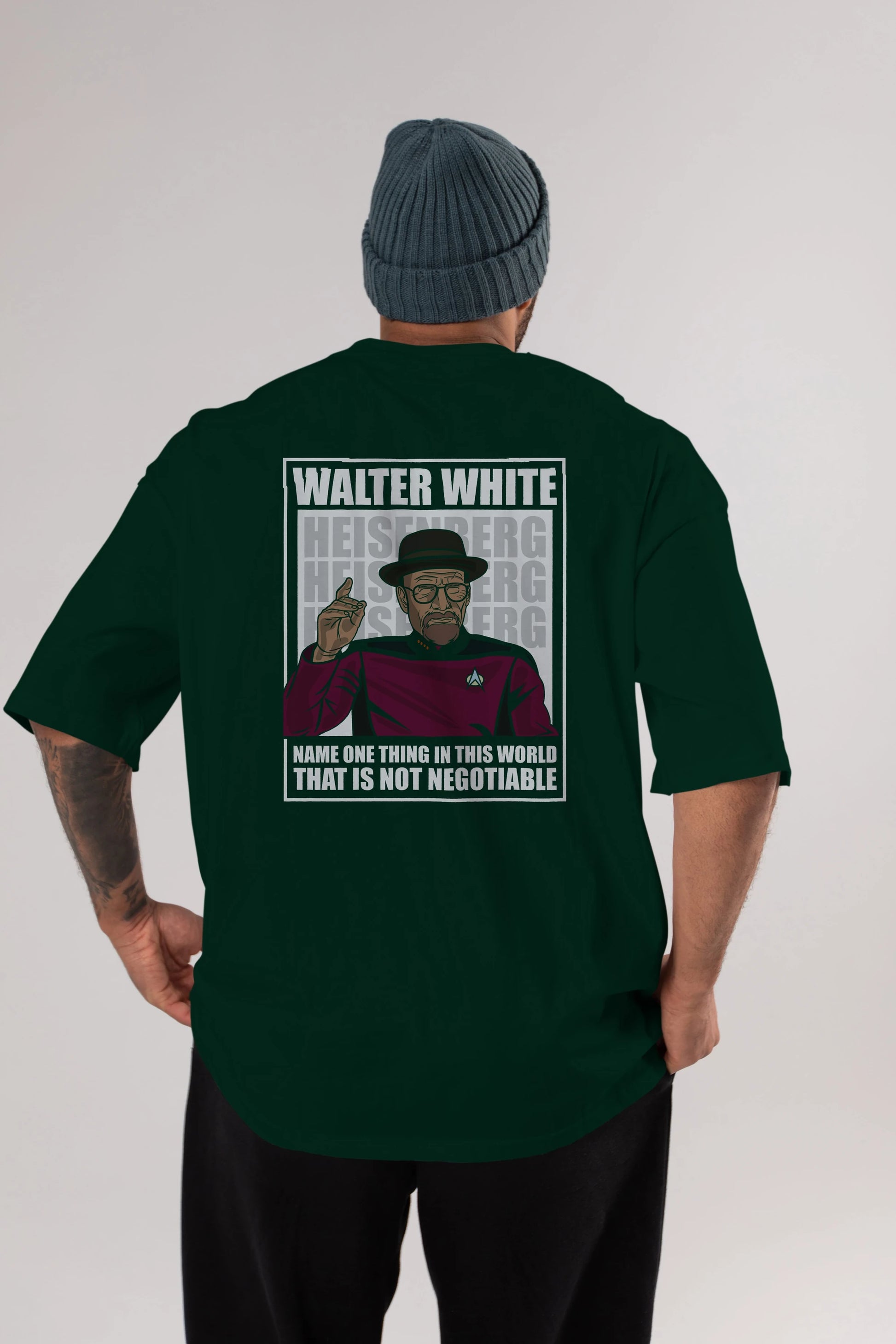 Captain Pixard Heisenberg Arka Baskılı Oversize t-shirt Erkek Kadın Unisex %100 Pamuk tişort