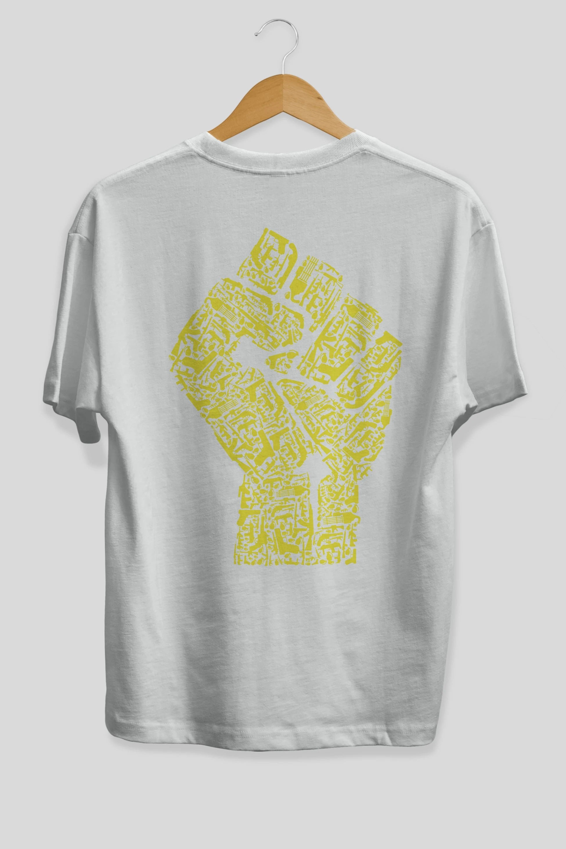 Hand Of Revolution Arka Baskılı Oversize t-shirt %100 pamuk Erkek Kadın Unisex