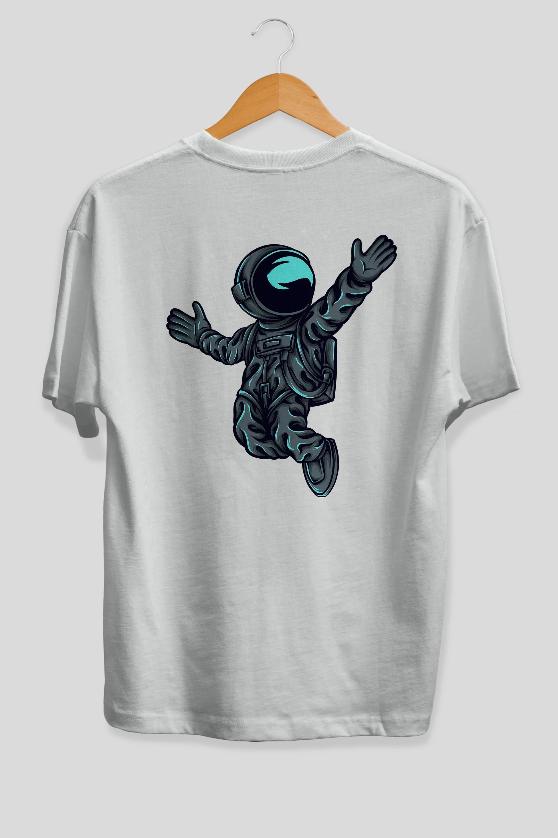 Happy Astronaut Arka Baskılı Oversize t-shirt Erkek Kadın Unisex