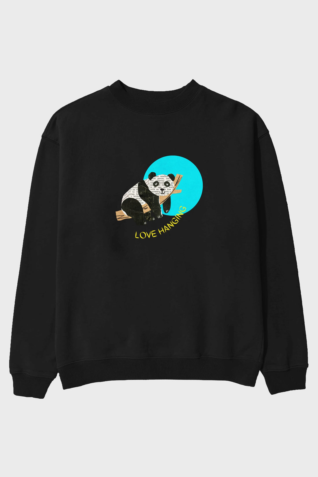 Panda Love Hanging Ön Baskılı Oversize Sweatshirt Erkek Kadın Unisex