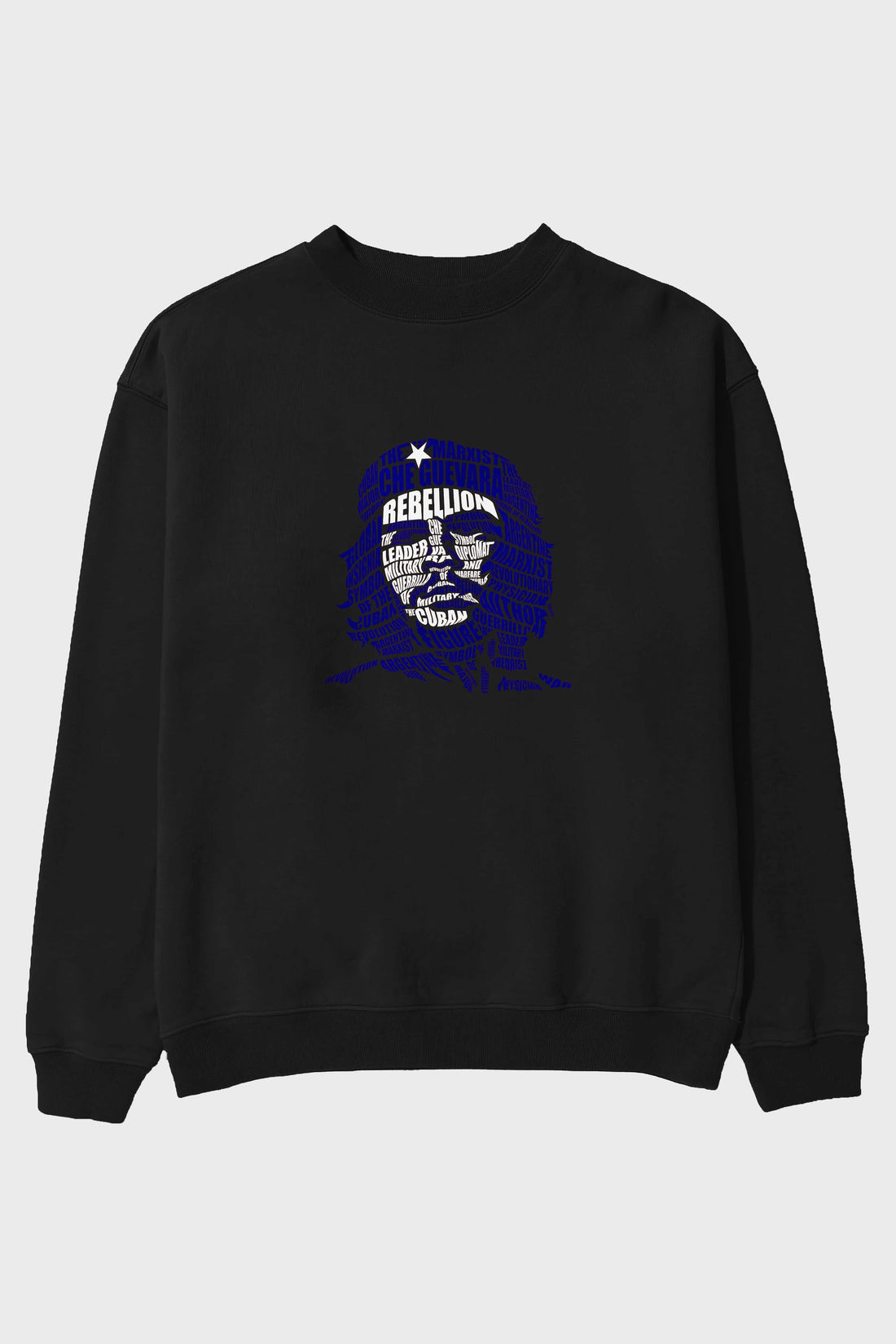 Che Guevara Calligram Ön Baskılı Oversize Sweatshirt Erkek Kadın Unisex