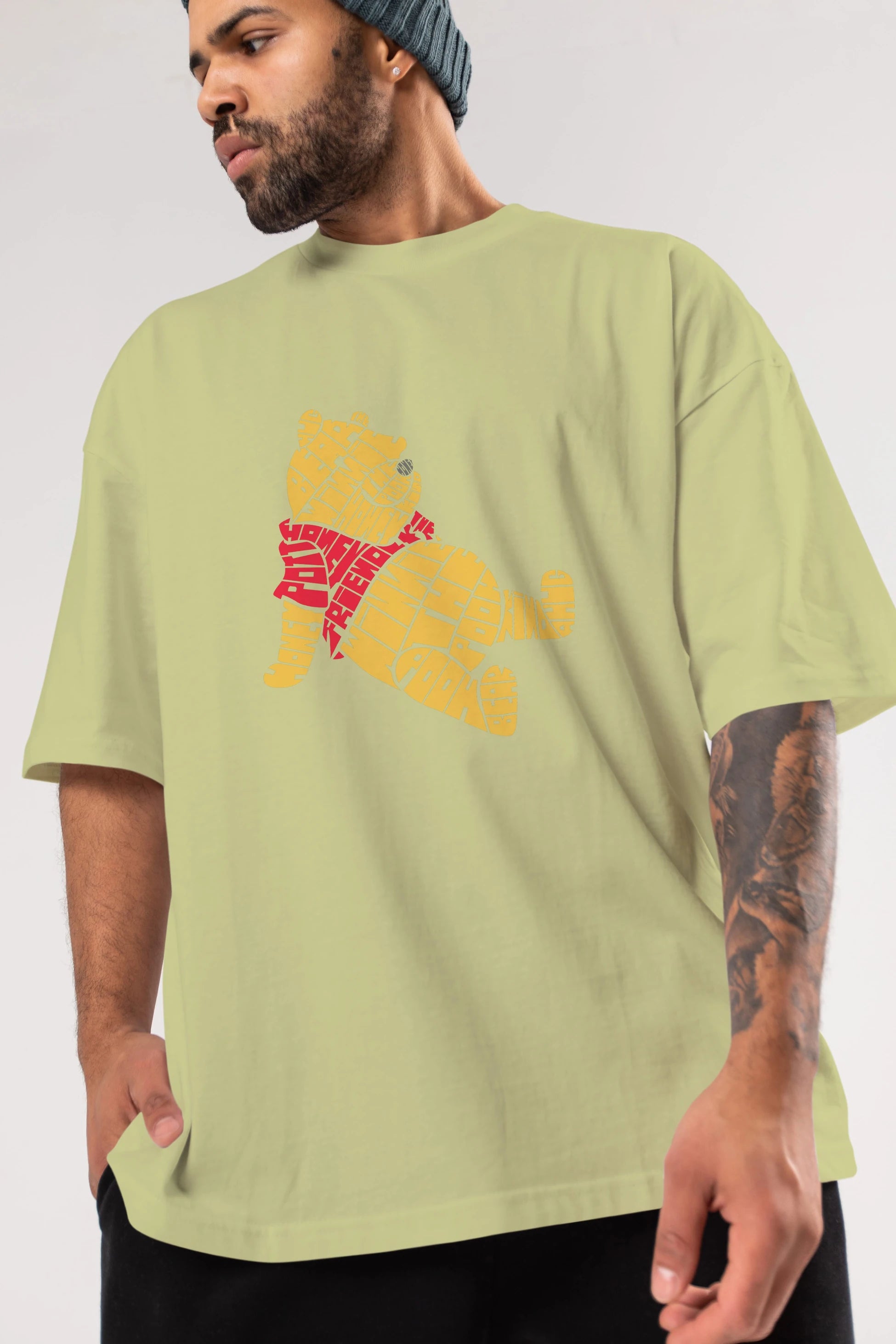 Winnie The Pooh Ön Baskılı Oversize t-shirt %100 pamuk Erkek Kadın Unisex