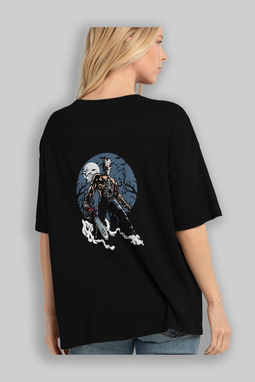 Evil Killer Arka Baskılı Oversize t-shirt Erkek Kadın Unisex %100 Pamuk