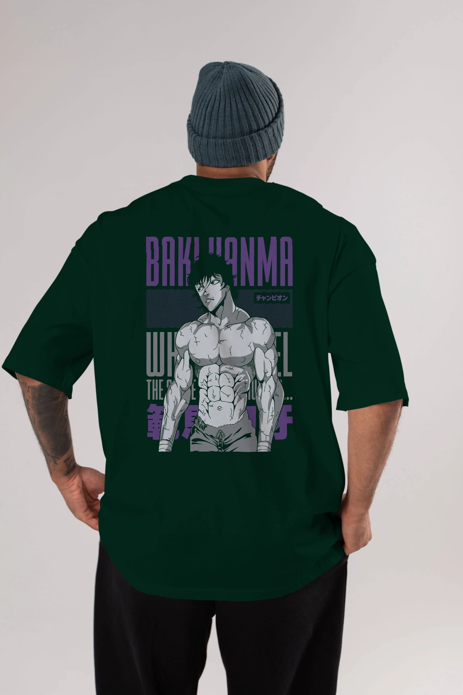 BAKI HANMA (2) Anime Arka Baskılı Oversize t-shirt Erkek Kadın Unisex