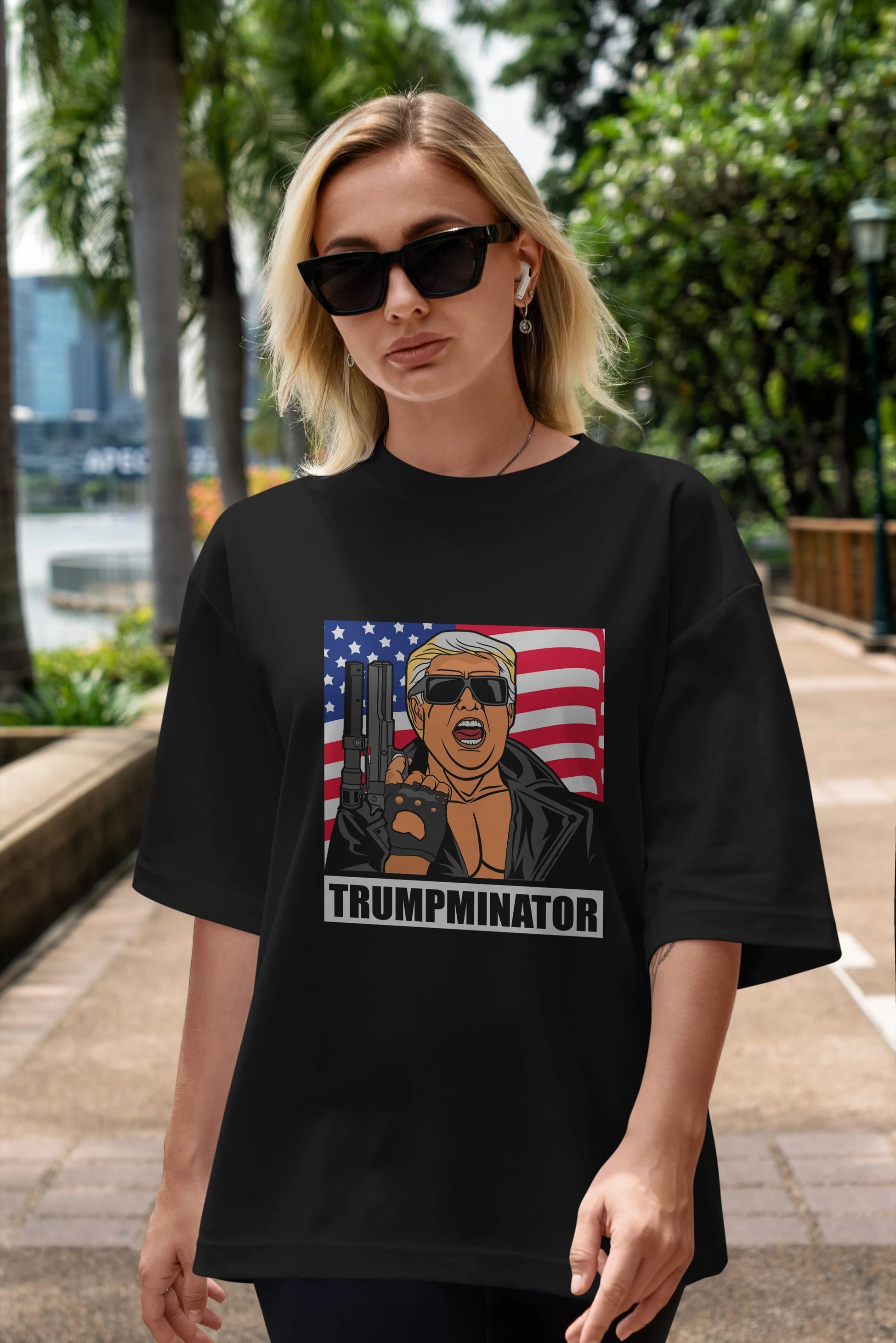 Trumpminator Ön Baskılı Oversize t-shirt Erkek Kadın Unisex %100 Pamuk tişort