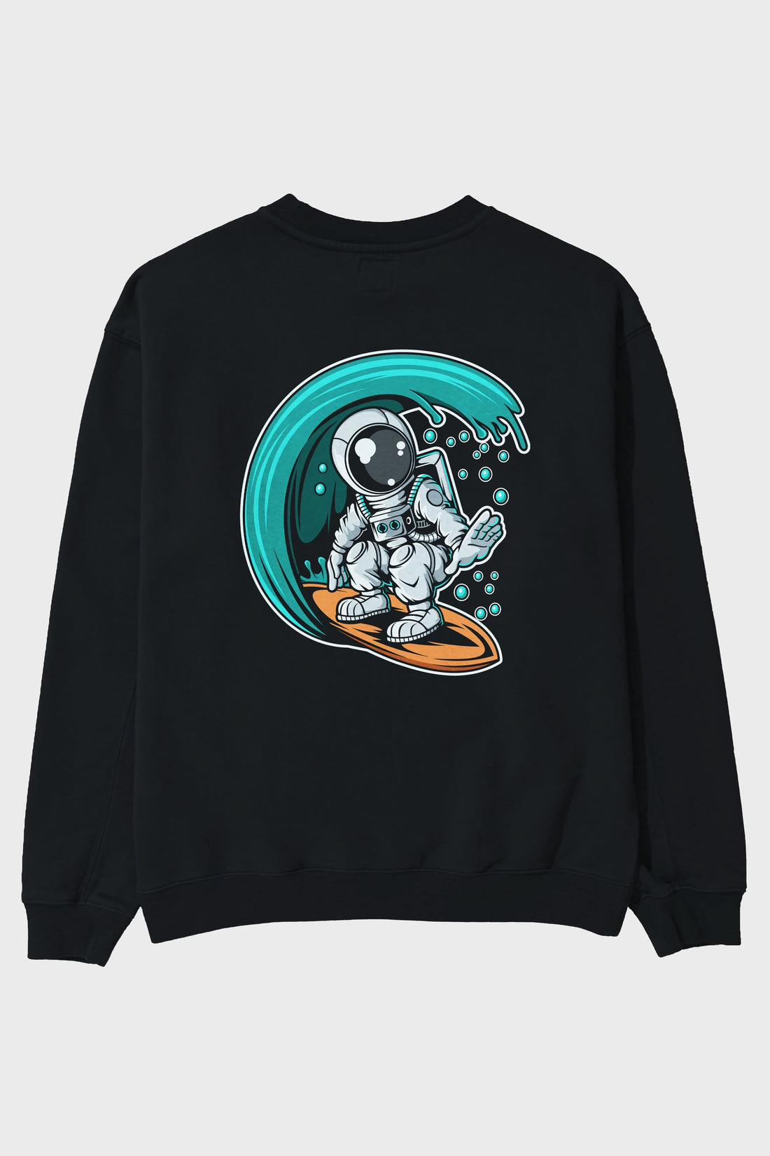 Astronaut Surfing Arka Baskılı Oversize Sweatshirt Erkek Kadın Unisex