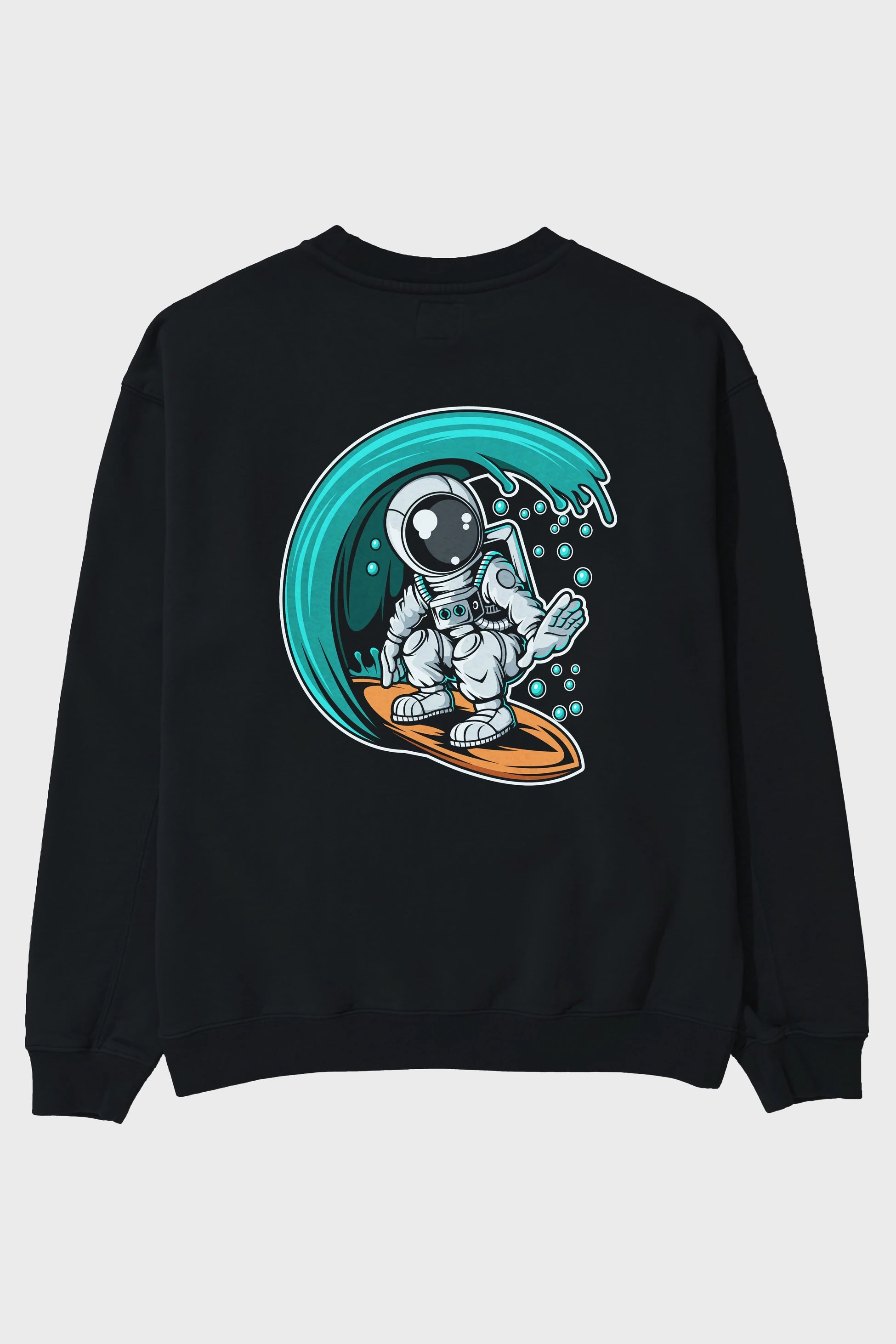Astronaut Surfing Arka Baskılı Oversize Sweatshirt Erkek Kadın Unisex
