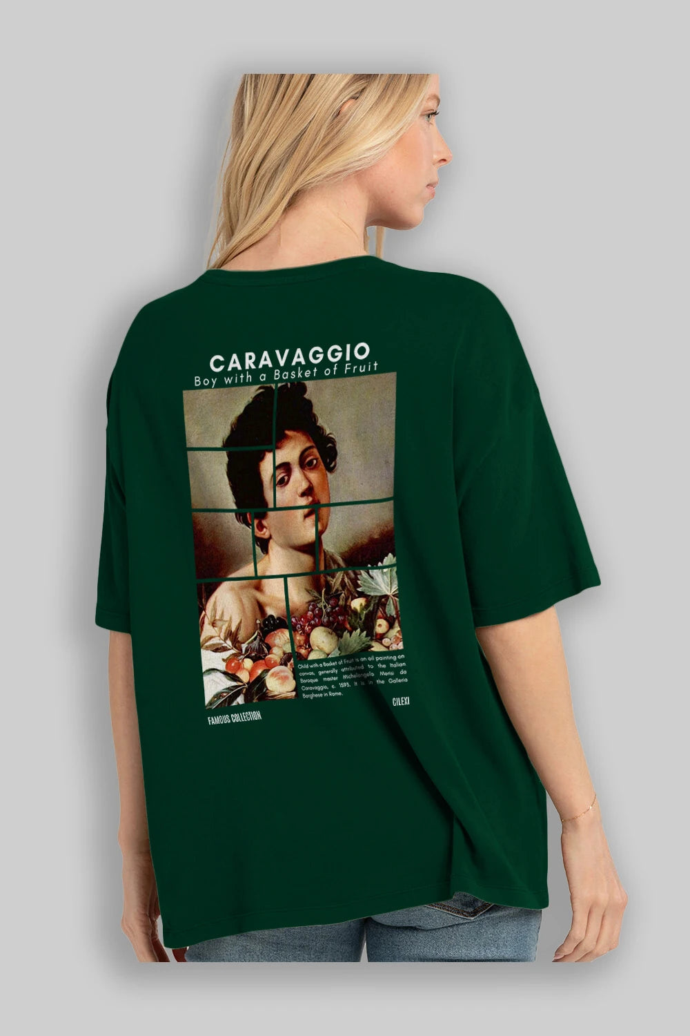 Caravaggio Boy Arka Baskılı Oversize t-shirt Erkek Kadın Bisiklet Yaka Pamuk tişort