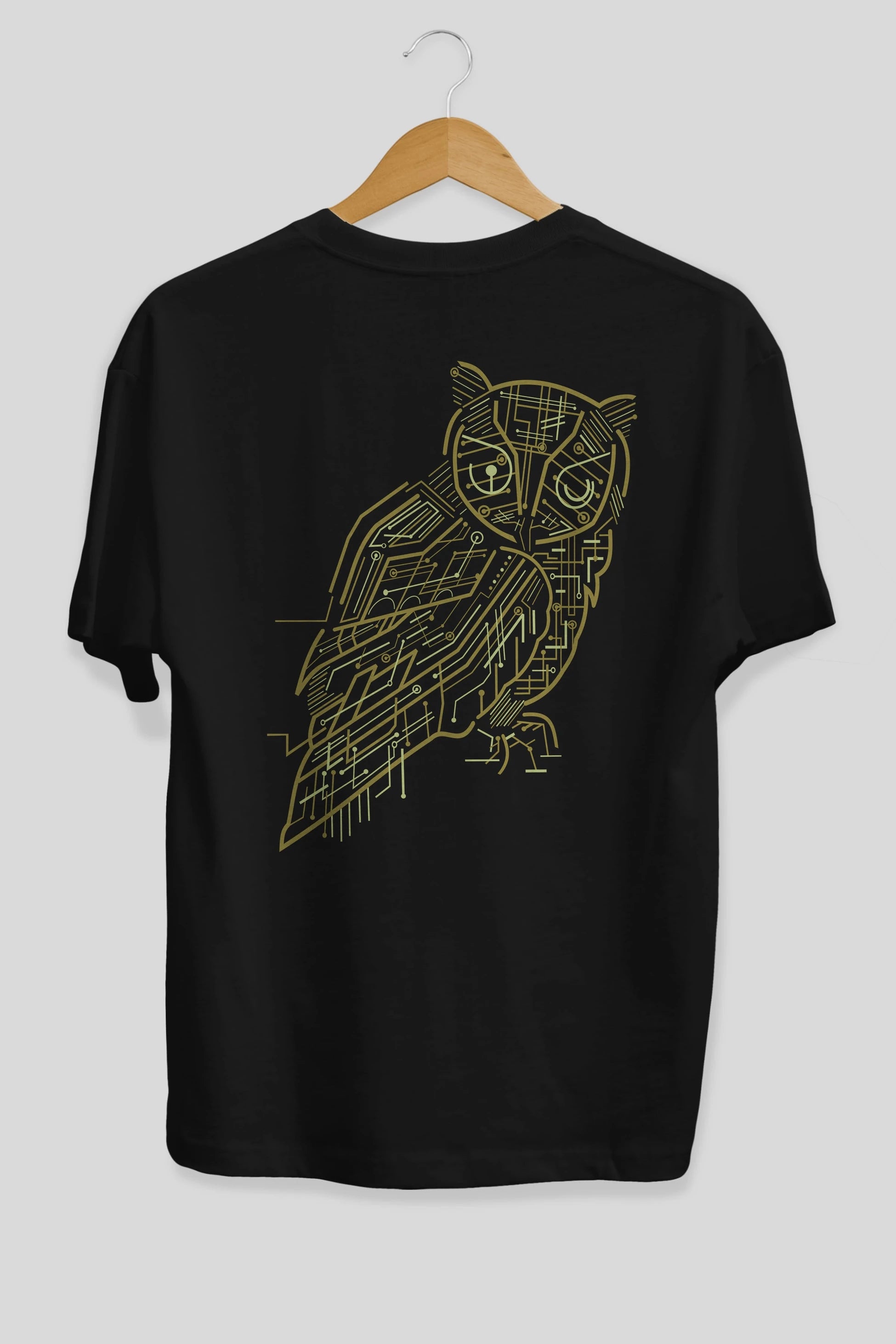 Electrical Owl Arka Baskılı Oversize t-shirt %100 pamuk Erkek Kadın Unisex