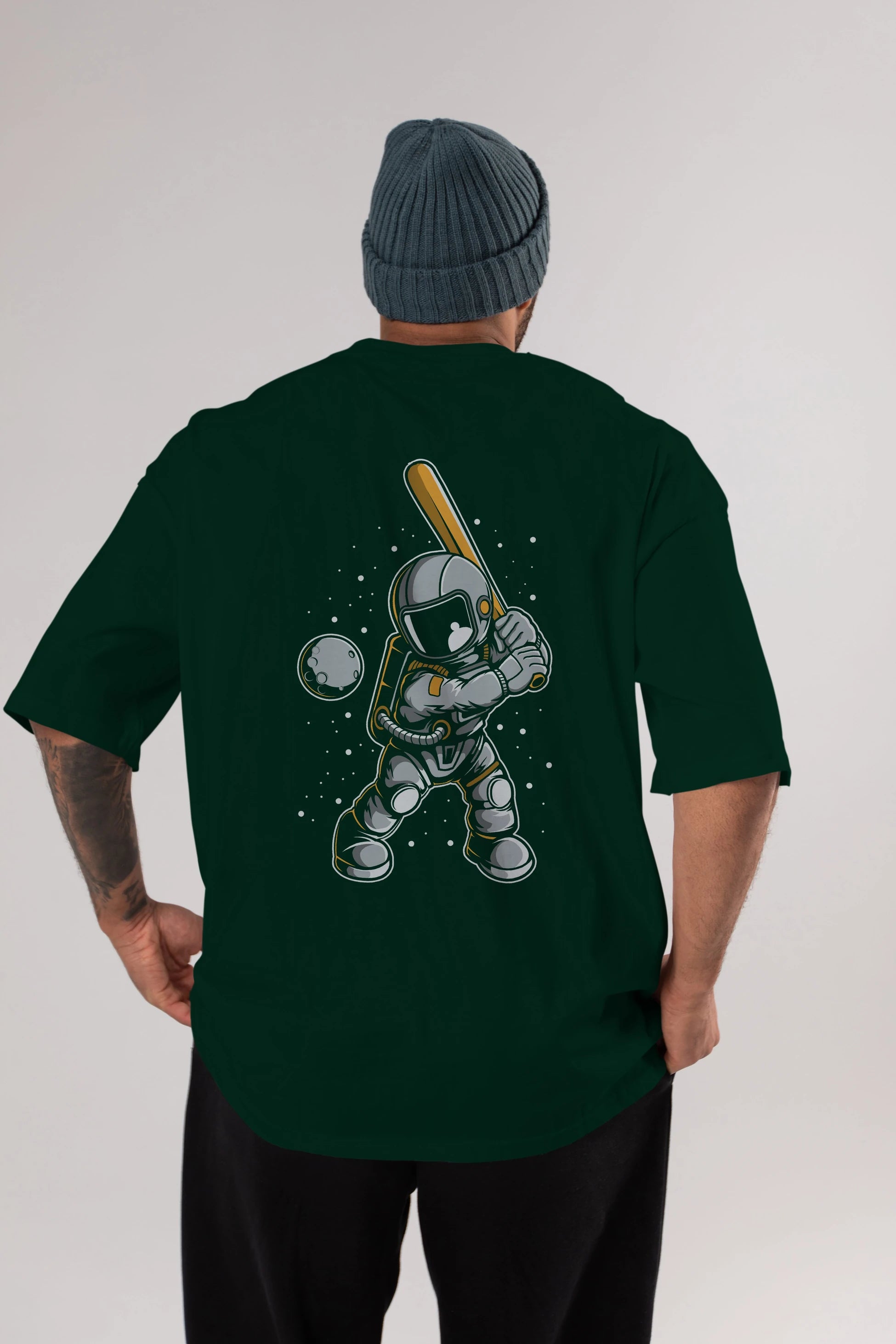 Astronaut Baseball Arka Baskılı Oversize t-shirt Erkek Kadın Unisex
