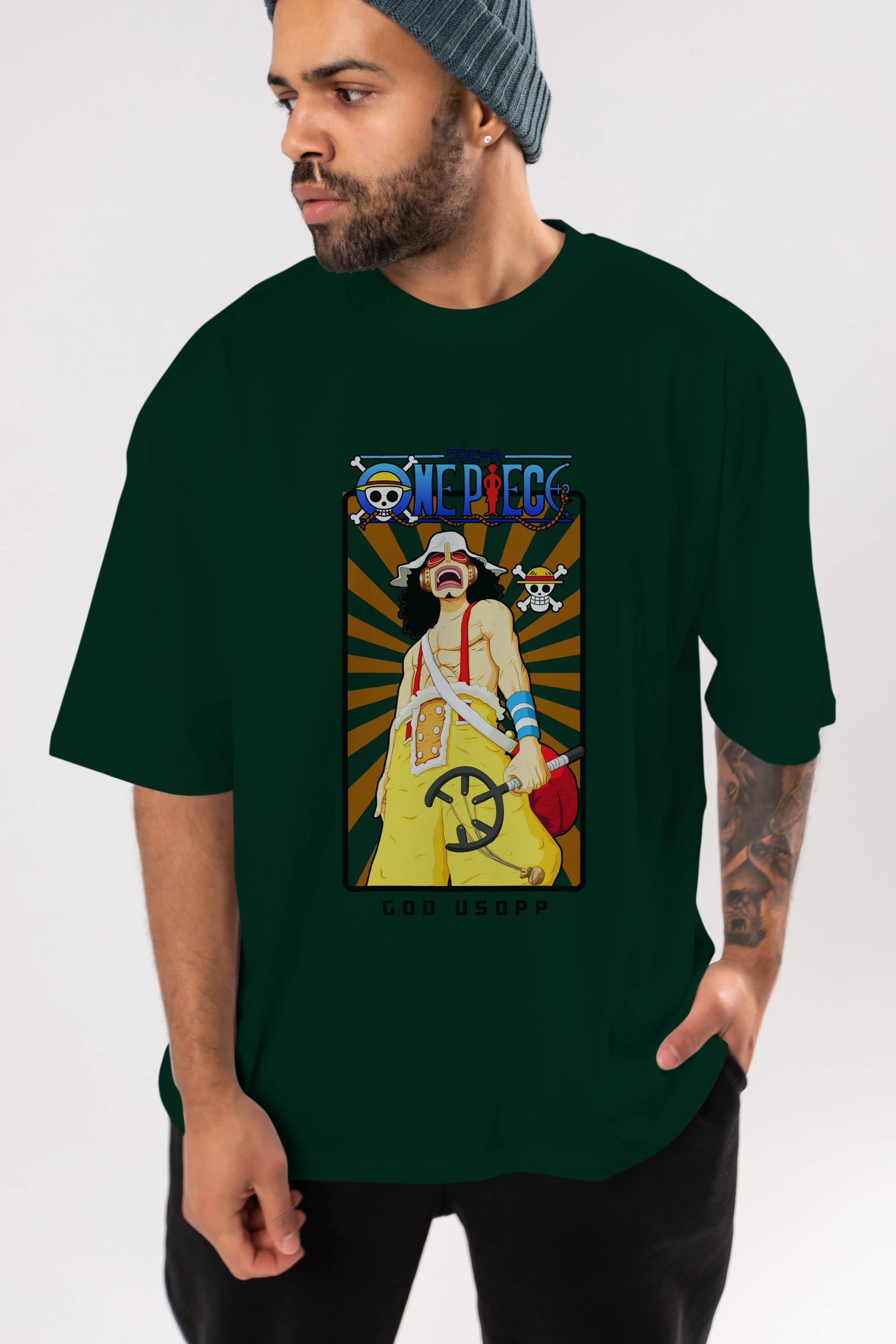Usopp Anime Ön Baskılı Oversize t-shirt Erkek Kadın Unisex