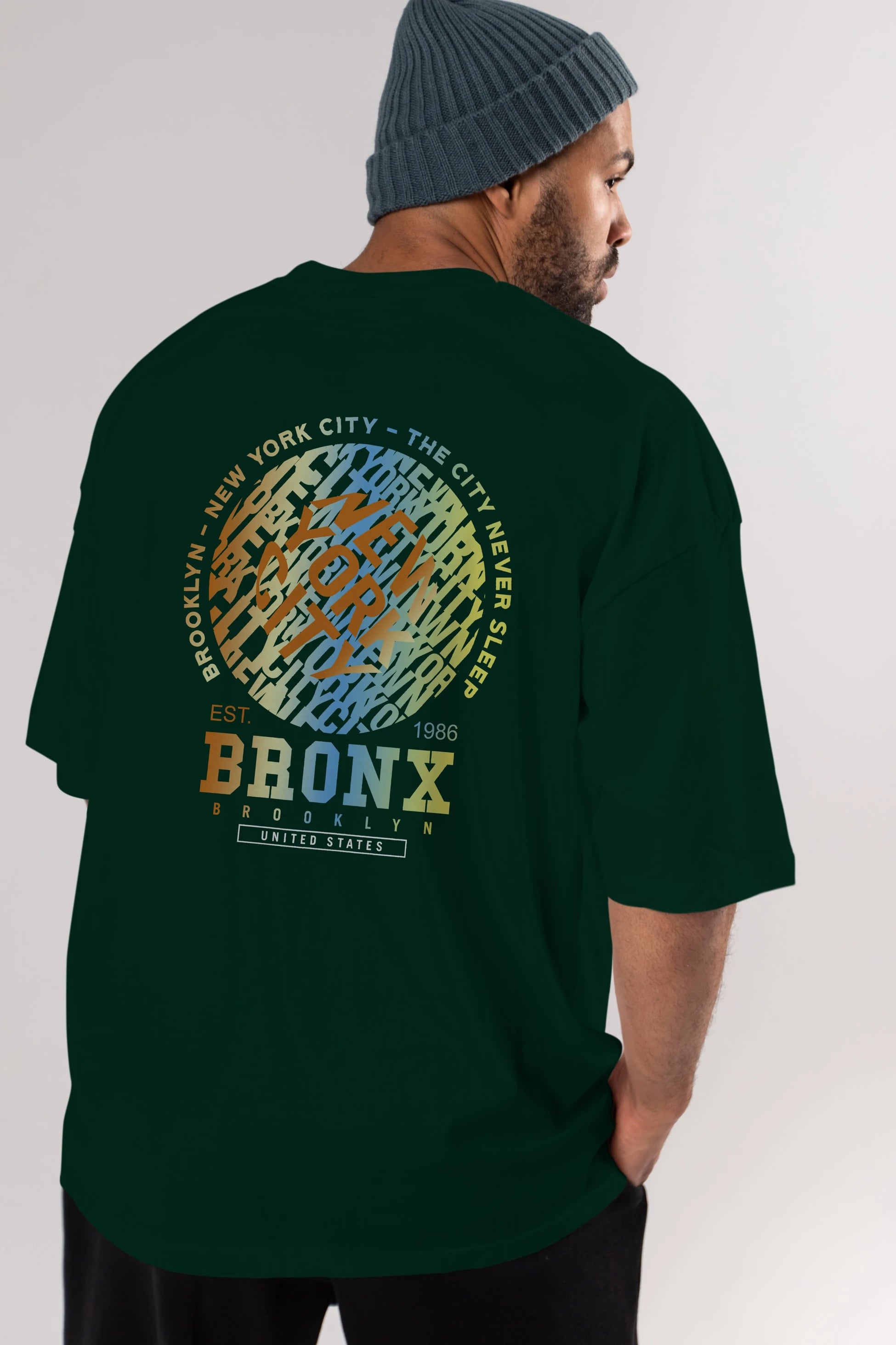 Brooklyn and New York City Arka Baskılı Oversize t-shirt Erkek Kadın Unisex