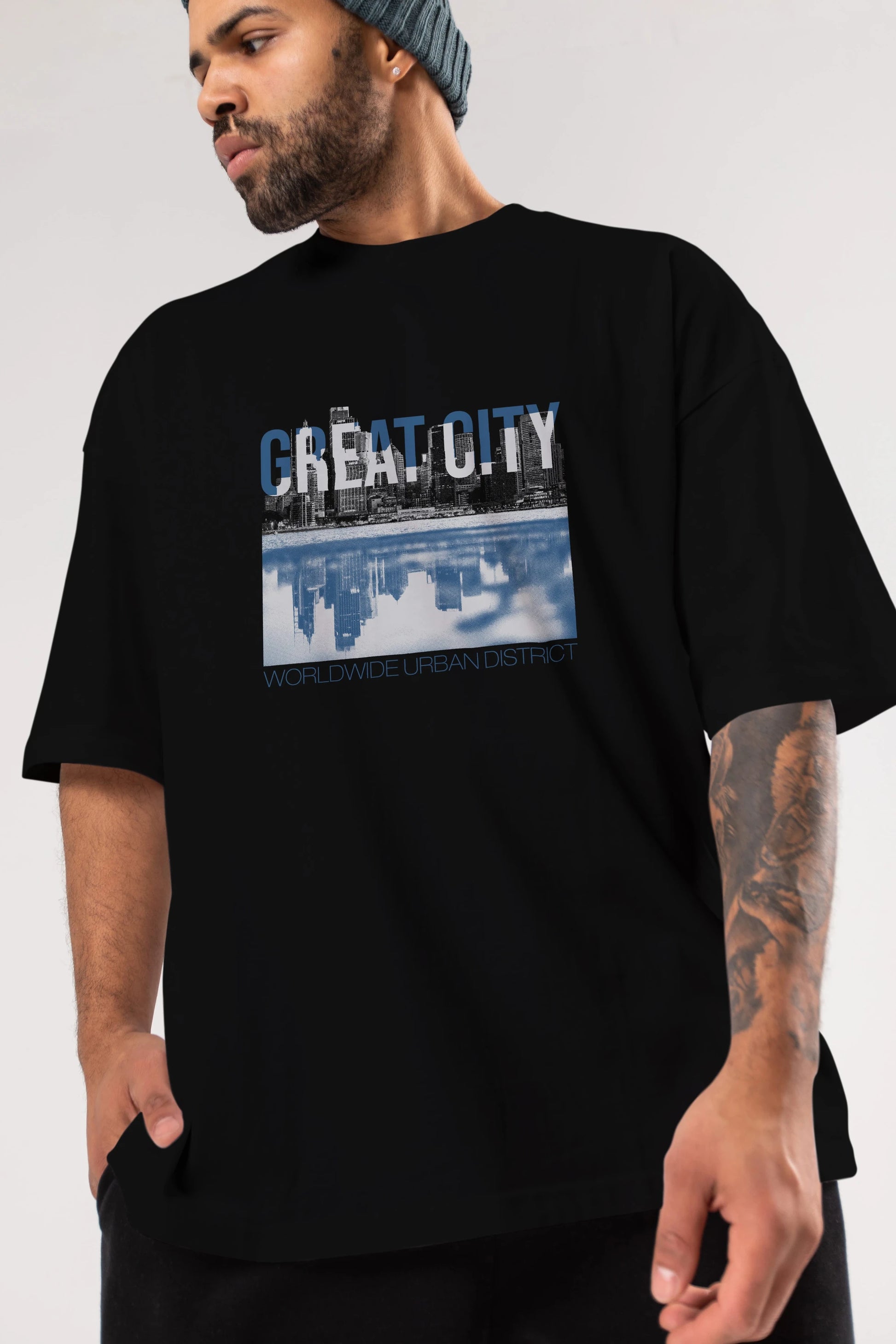 Great City Ön Baskılı Oversize t-shirt Erkek Kadın Unisex