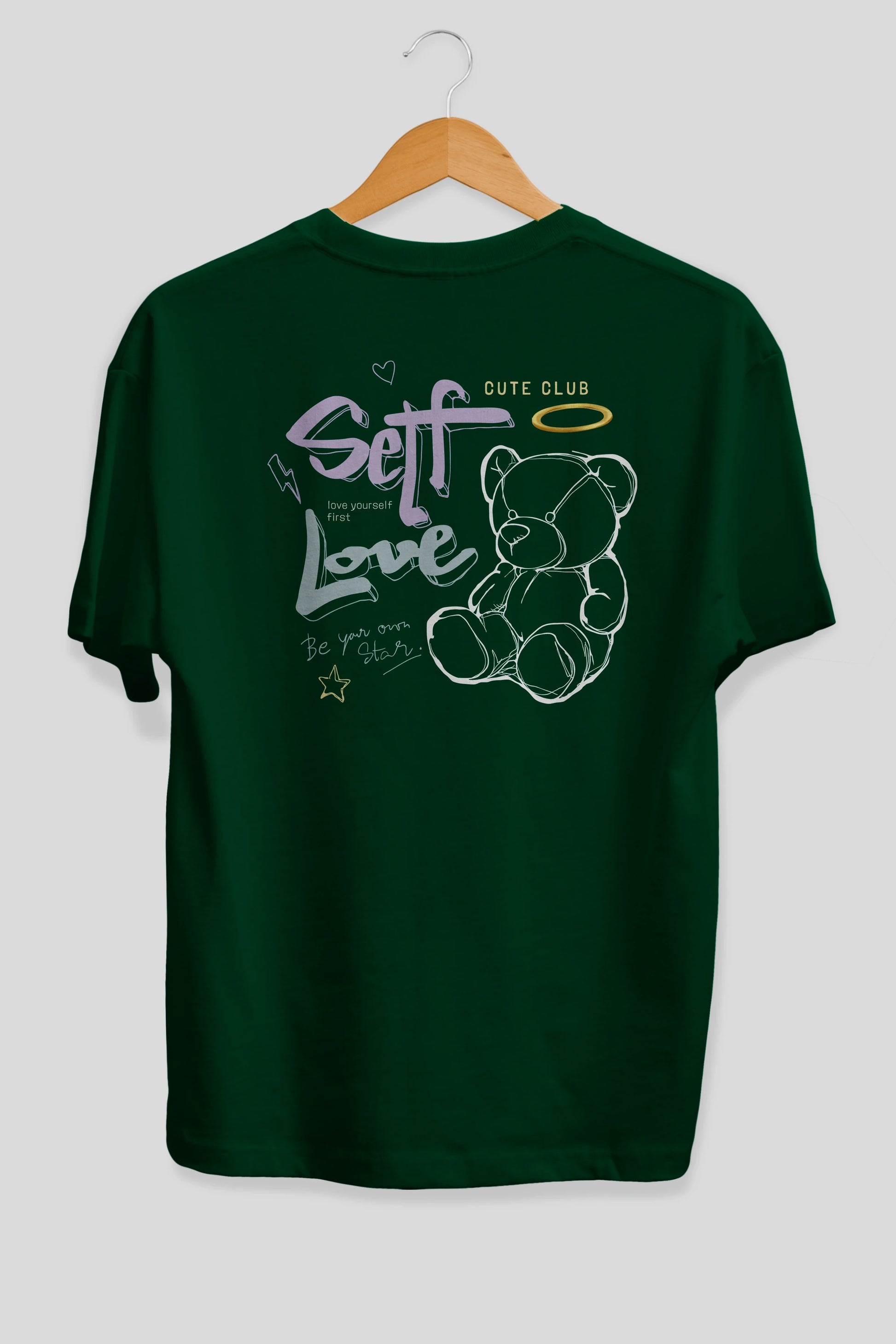 Self Love Bear Arka Baskılı Oversize t-shirt Erkek Kadın Unisex