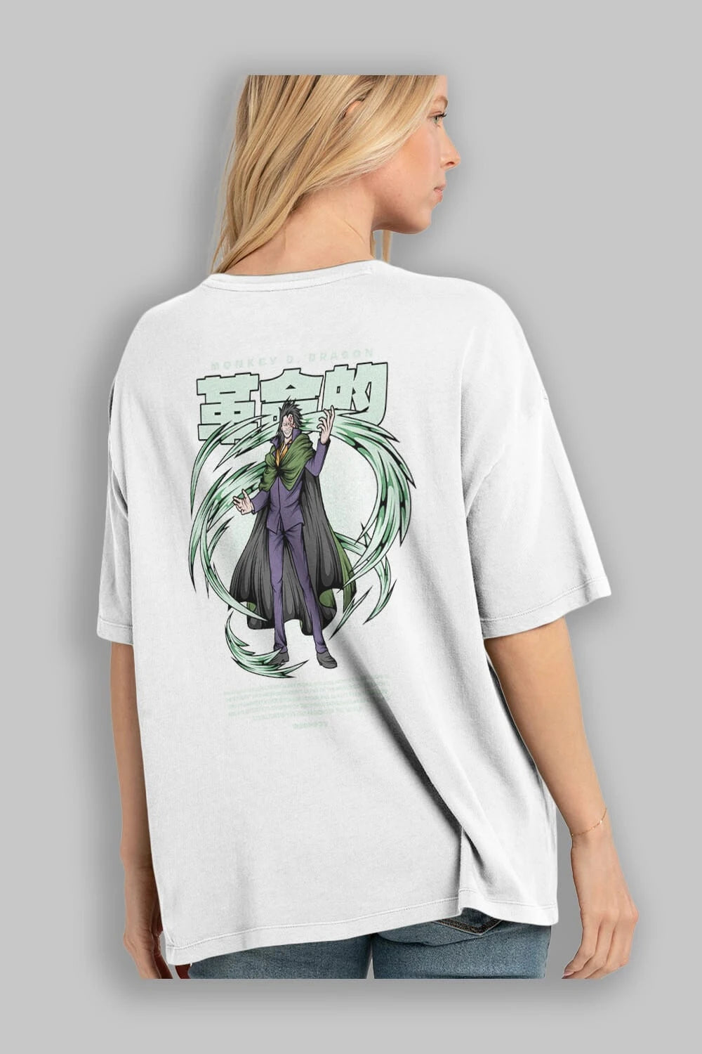 Monkey D. Dragon Anime Arka Baskılı Oversize t-shirt Erkek Kadın Unisex
