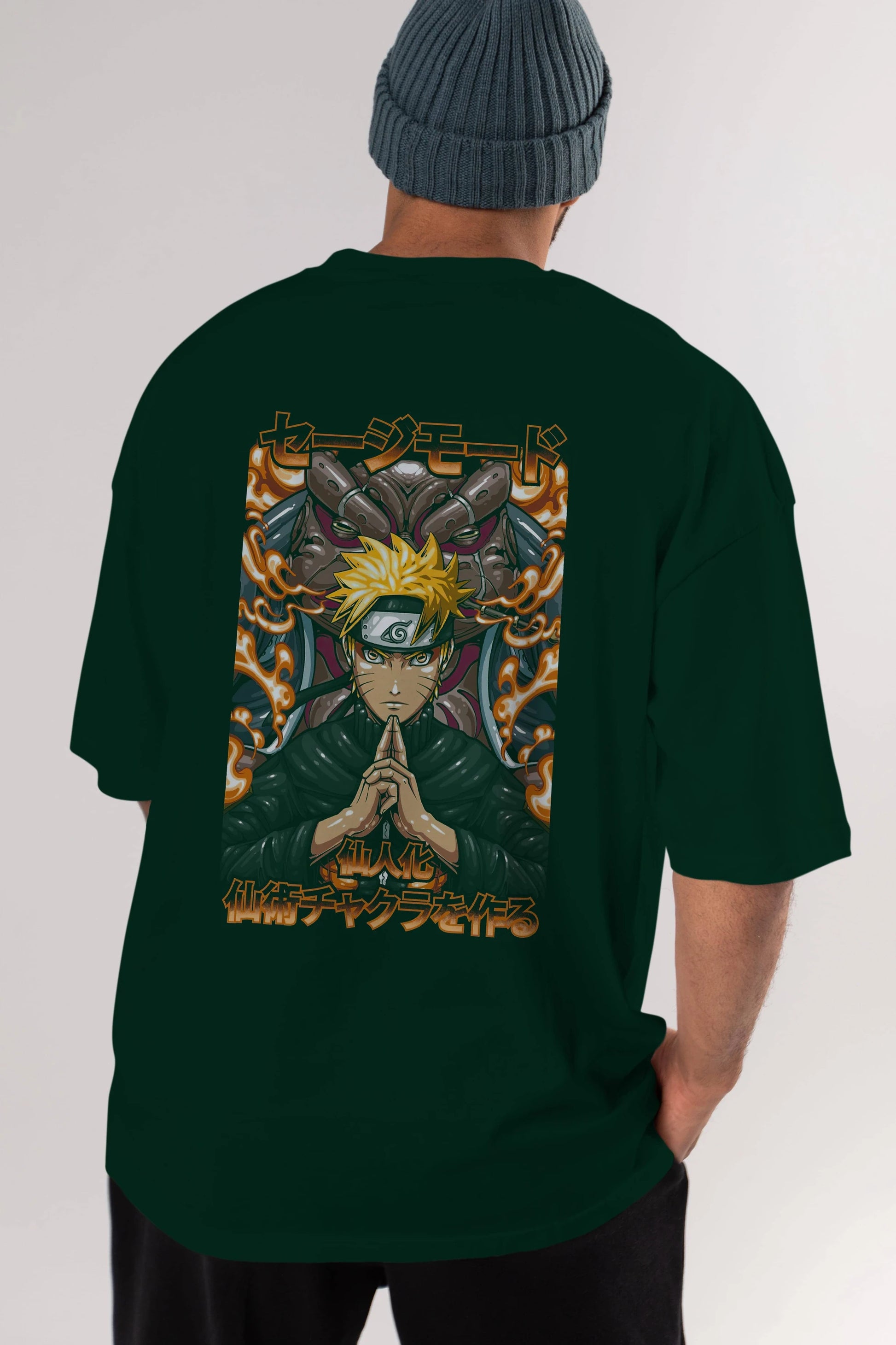NARUTO (10) Anime Arka Baskılı Oversize t-shirt Erkek Kadın Unisex