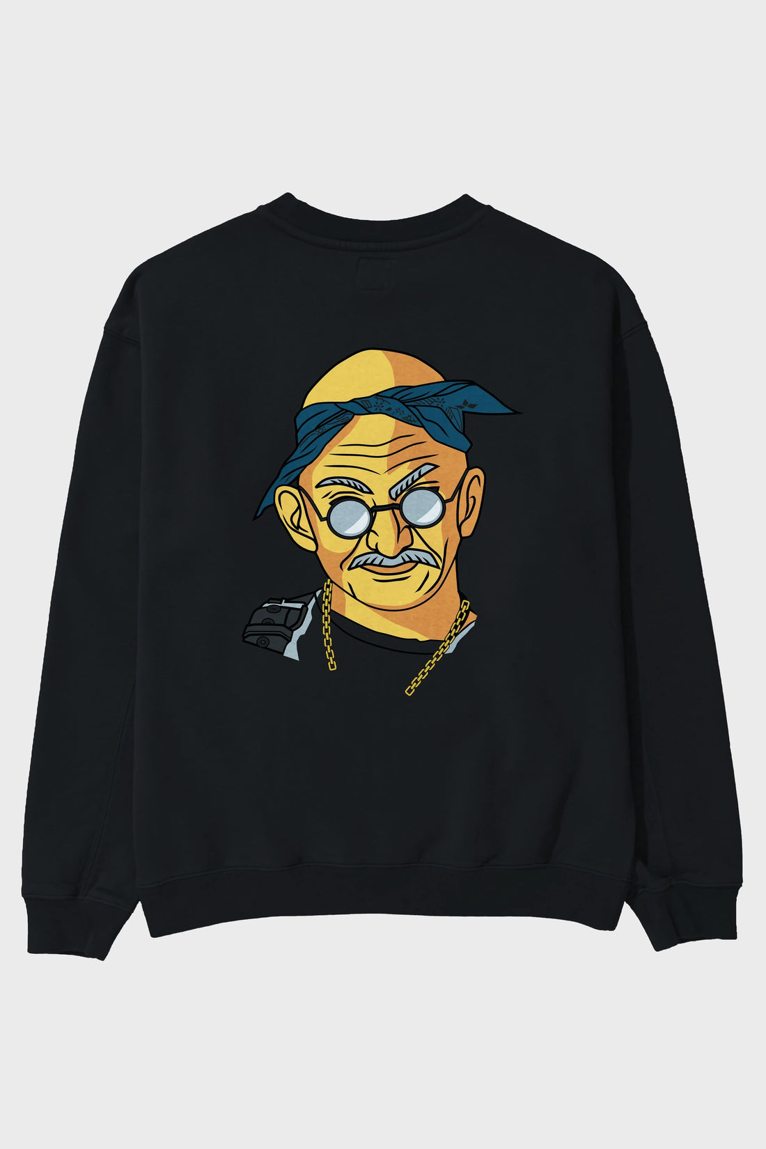 Tupac Gandhi Arka Baskılı Oversize Sweatshirt Erkek Kadın Unisex