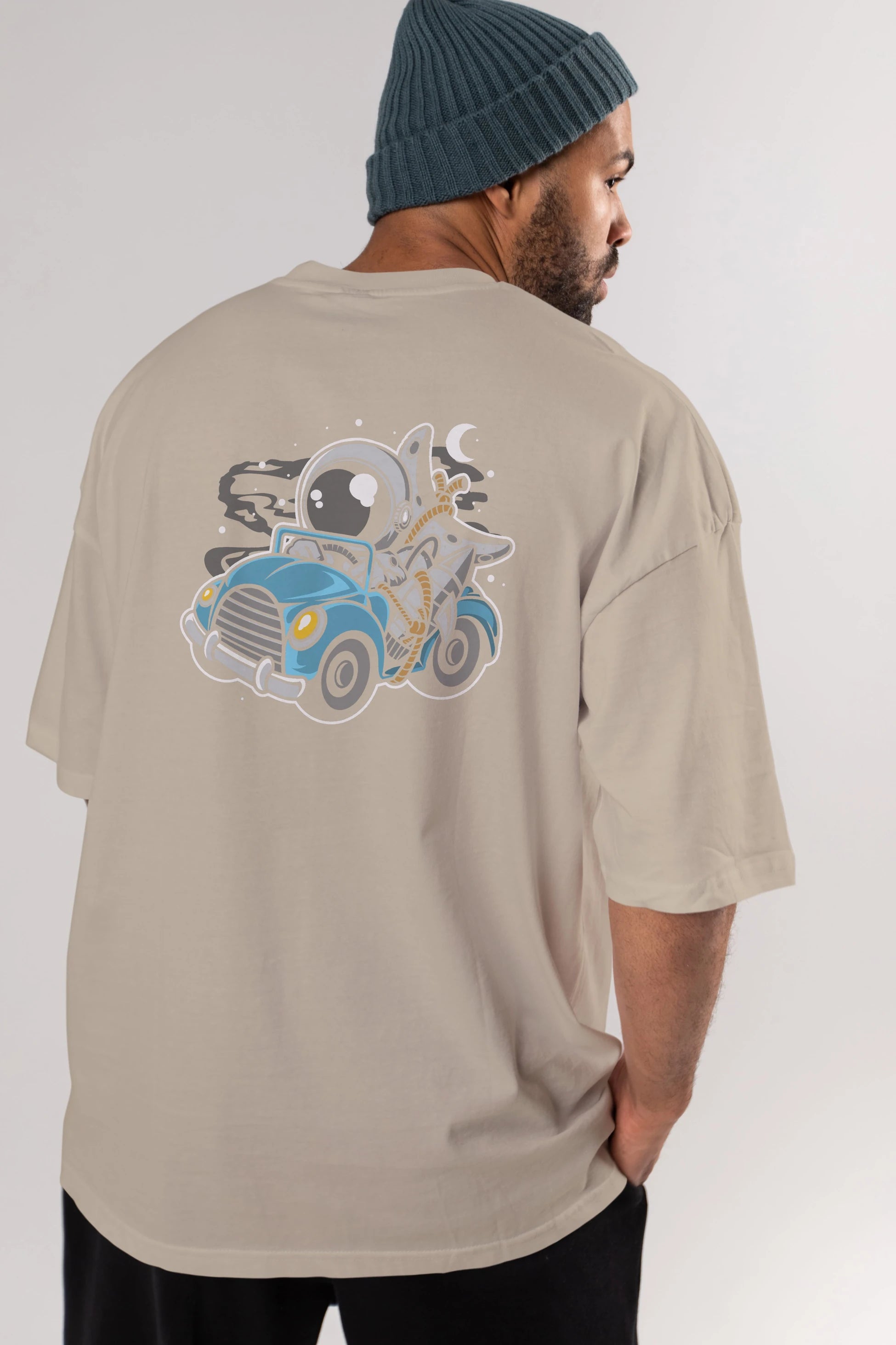 Astronaut Journey Arka Baskılı Oversize t-shirt Erkek Kadın Unisex